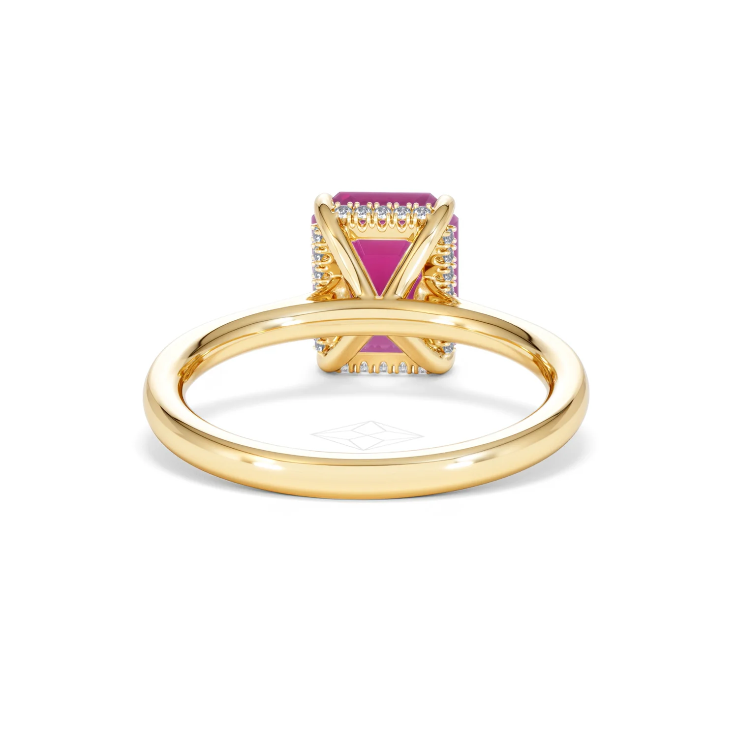 Amora Gem 2.50ct Emerald Cut Lab Ruby Hidden Halo Engagement Ring in 18K Yellow Gold - Image 48