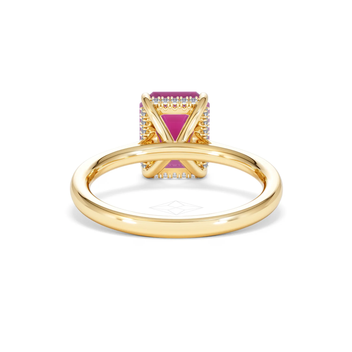 Amora Gem 2.50ct Emerald Cut Lab Ruby Hidden Halo Engagement Ring in 18K Yellow Gold - Image 49
