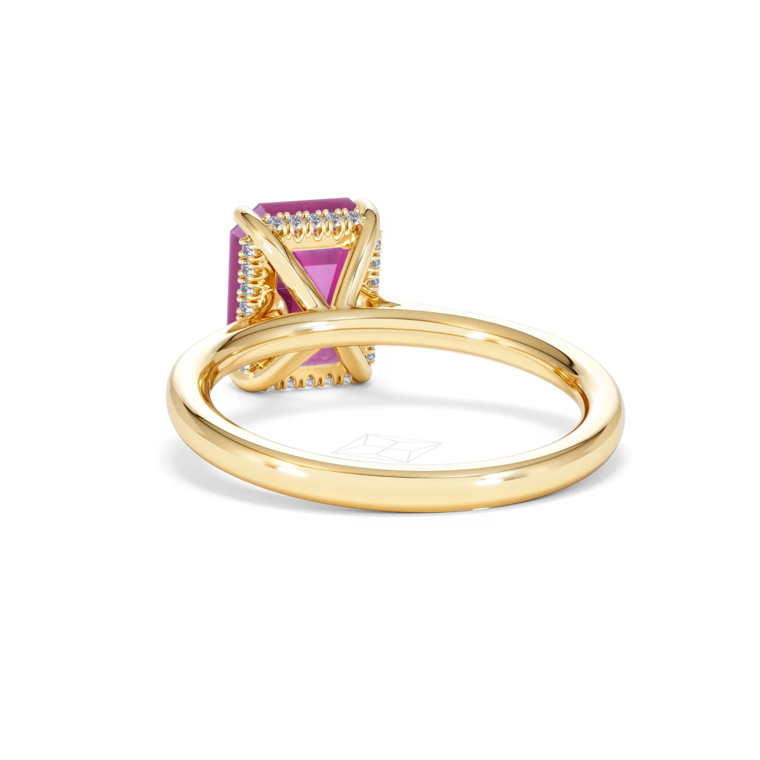 Amora Gem 2.50ct Emerald Cut Lab Ruby Hidden Halo Engagement Ring in 18K Yellow Gold - Image 53