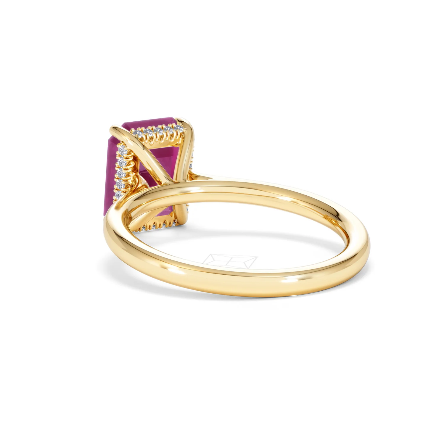 Amora Gem 2.50ct Emerald Cut Lab Ruby Hidden Halo Engagement Ring in 18K Yellow Gold - Image 56