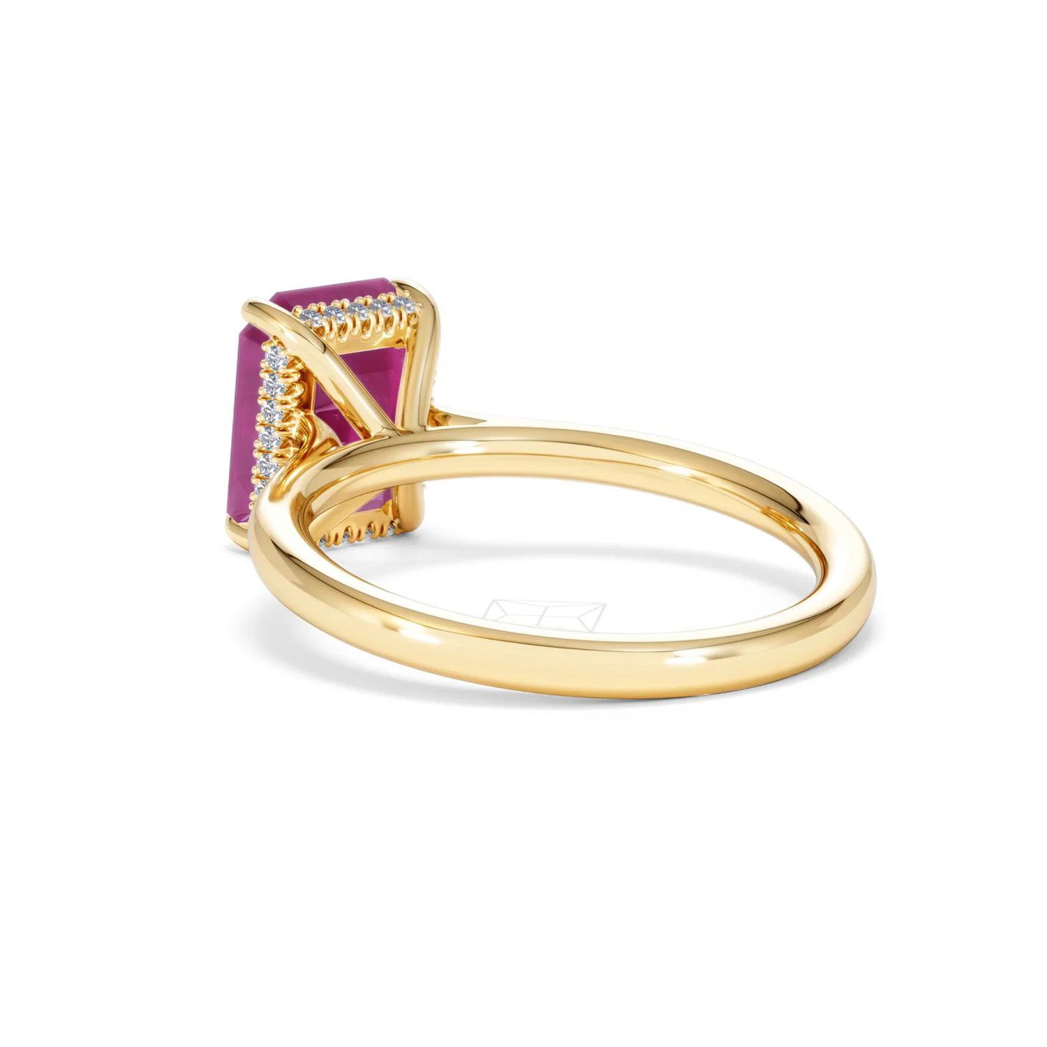 Amora Gem 2.50ct Emerald Cut Lab Ruby Hidden Halo Engagement Ring in 18K Yellow Gold - Image 57