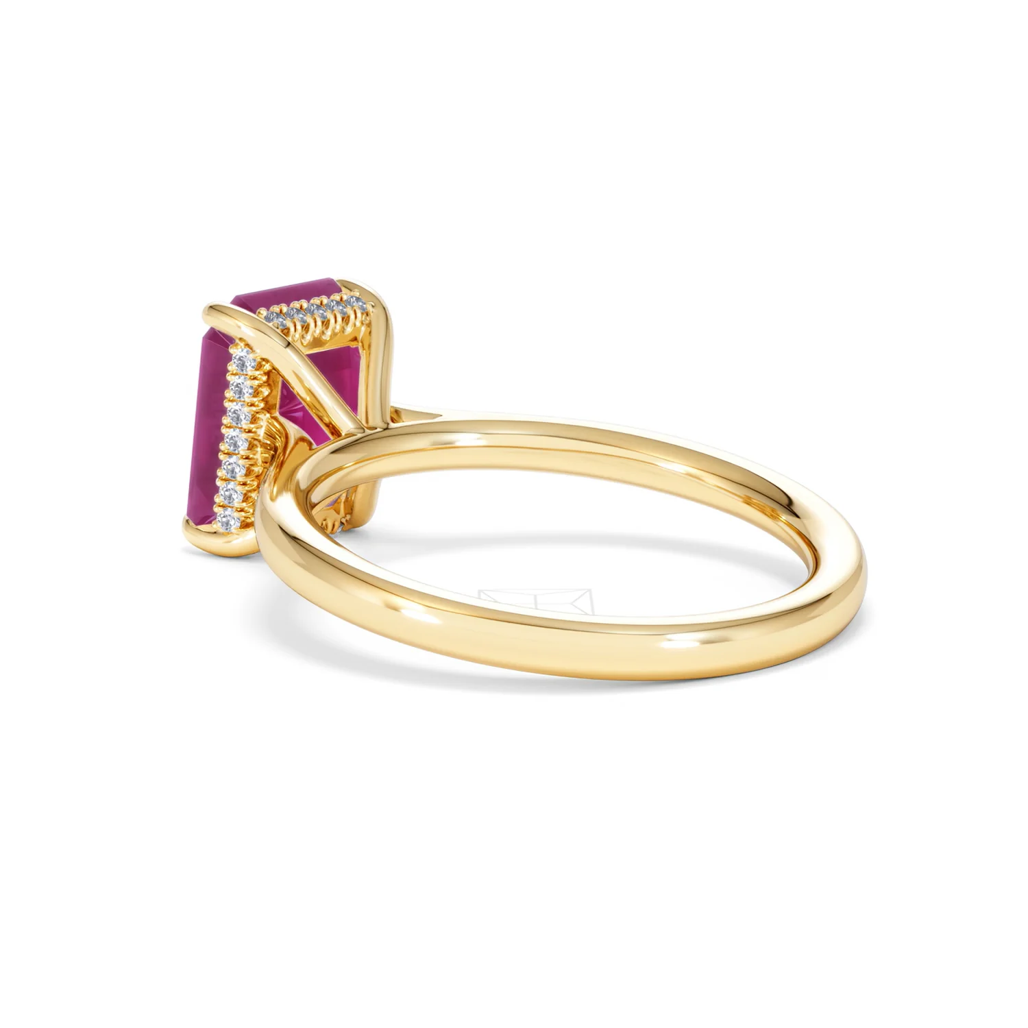 Amora Gem 2.50ct Emerald Cut Lab Ruby Hidden Halo Engagement Ring in 18K Yellow Gold - Image 59