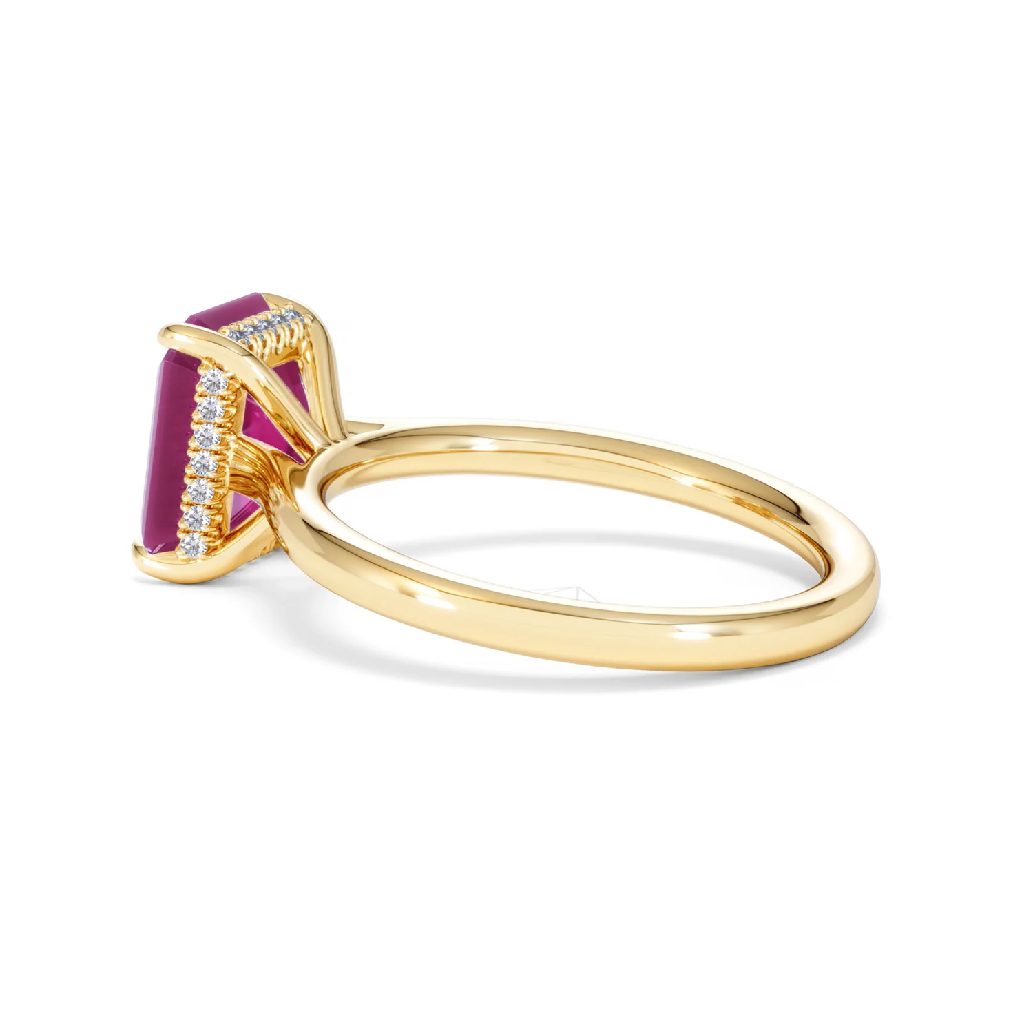 Amora Gem 2.50ct Emerald Cut Lab Ruby Hidden Halo Engagement Ring in 18K Yellow Gold - Image 63