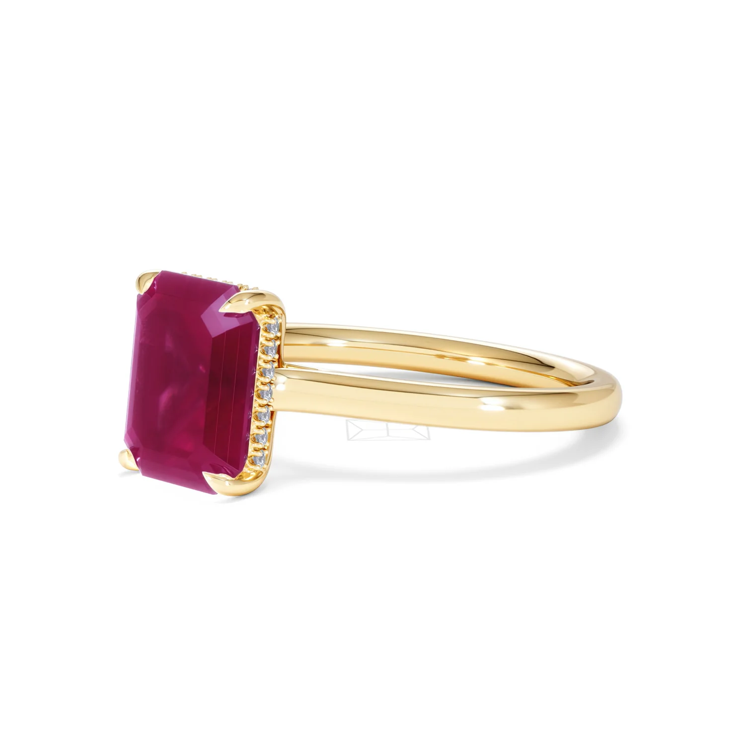 Amora Gem 2.50ct Emerald Cut Lab Ruby Hidden Halo Engagement Ring in 18K Yellow Gold - Image 79