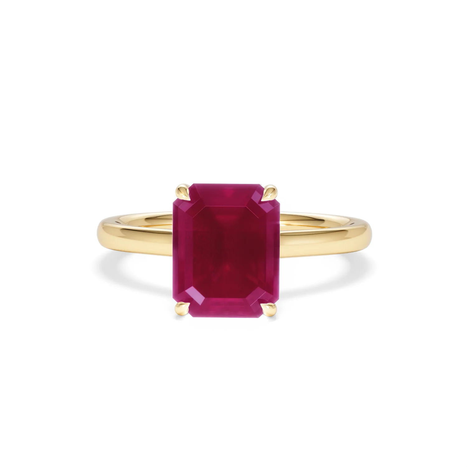 Amora Gem 2.50ct Emerald Cut Lab Ruby Hidden Halo Engagement Ring in 18K Yellow Gold - Image 88
