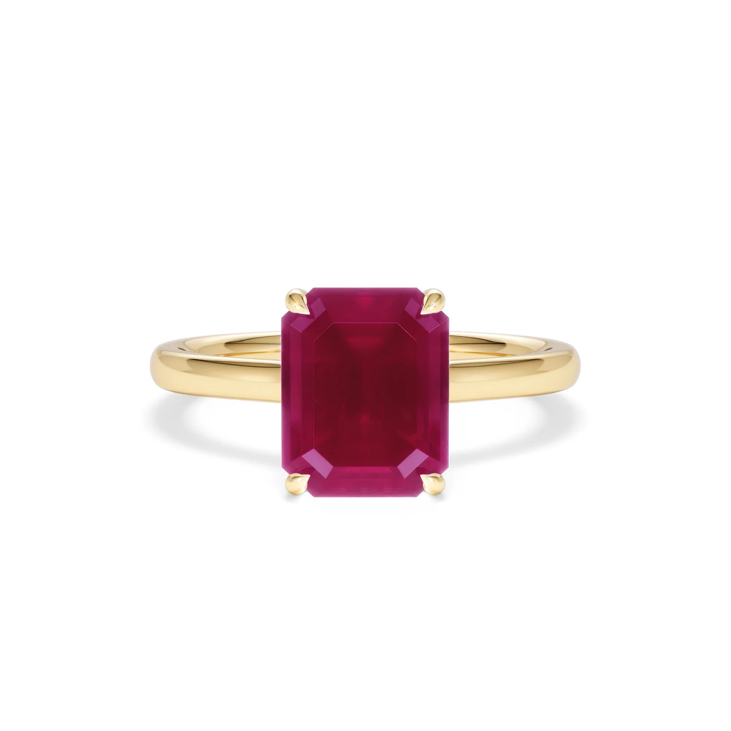 Amora Gem 2.50ct Emerald Cut Lab Ruby Hidden Halo Engagement Ring in 18K Yellow Gold - Image 9