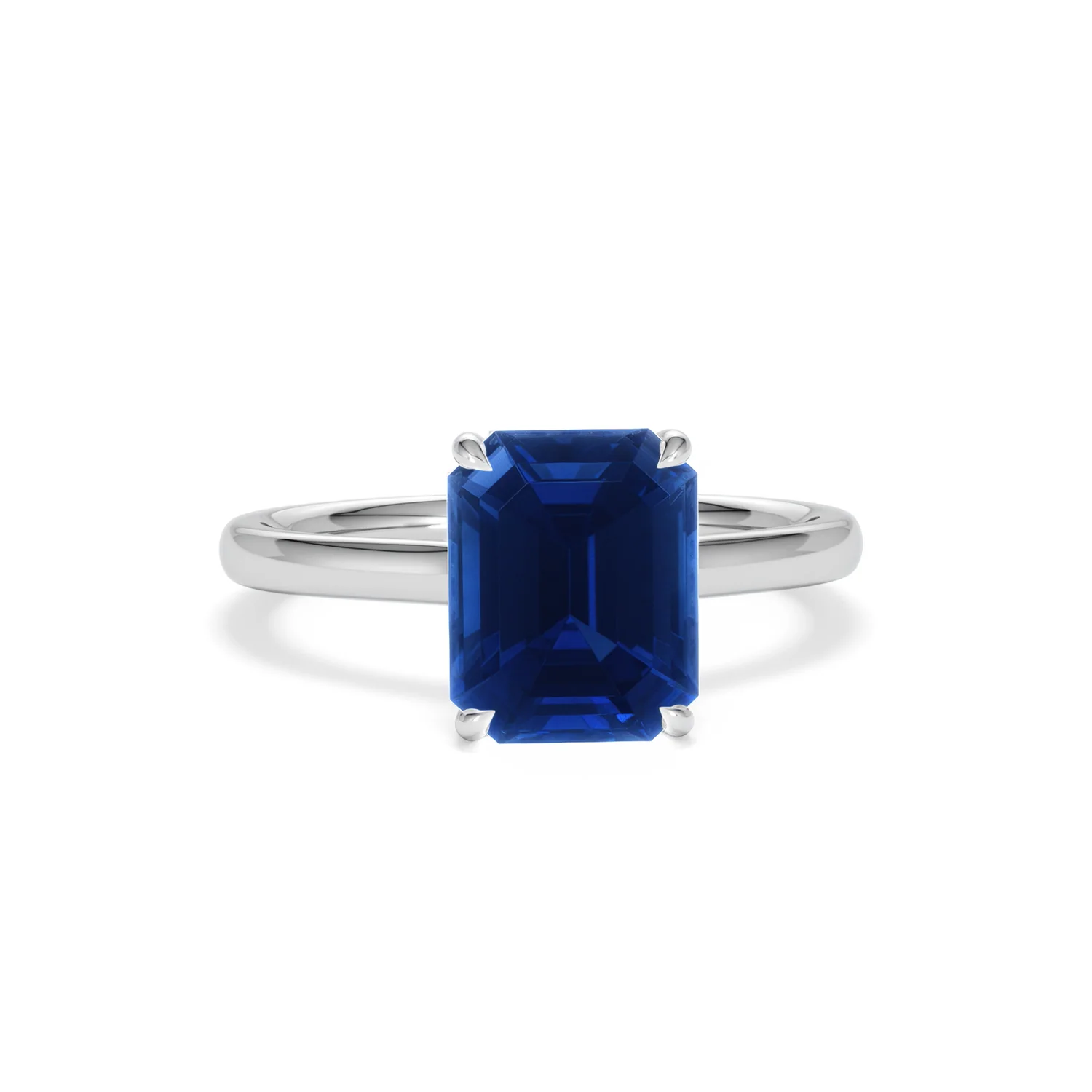 Amora Gem 2.50ct Emerald Cut Lab Sapphire Hidden Halo Engagement Ring in 18K White Gold - Image 10