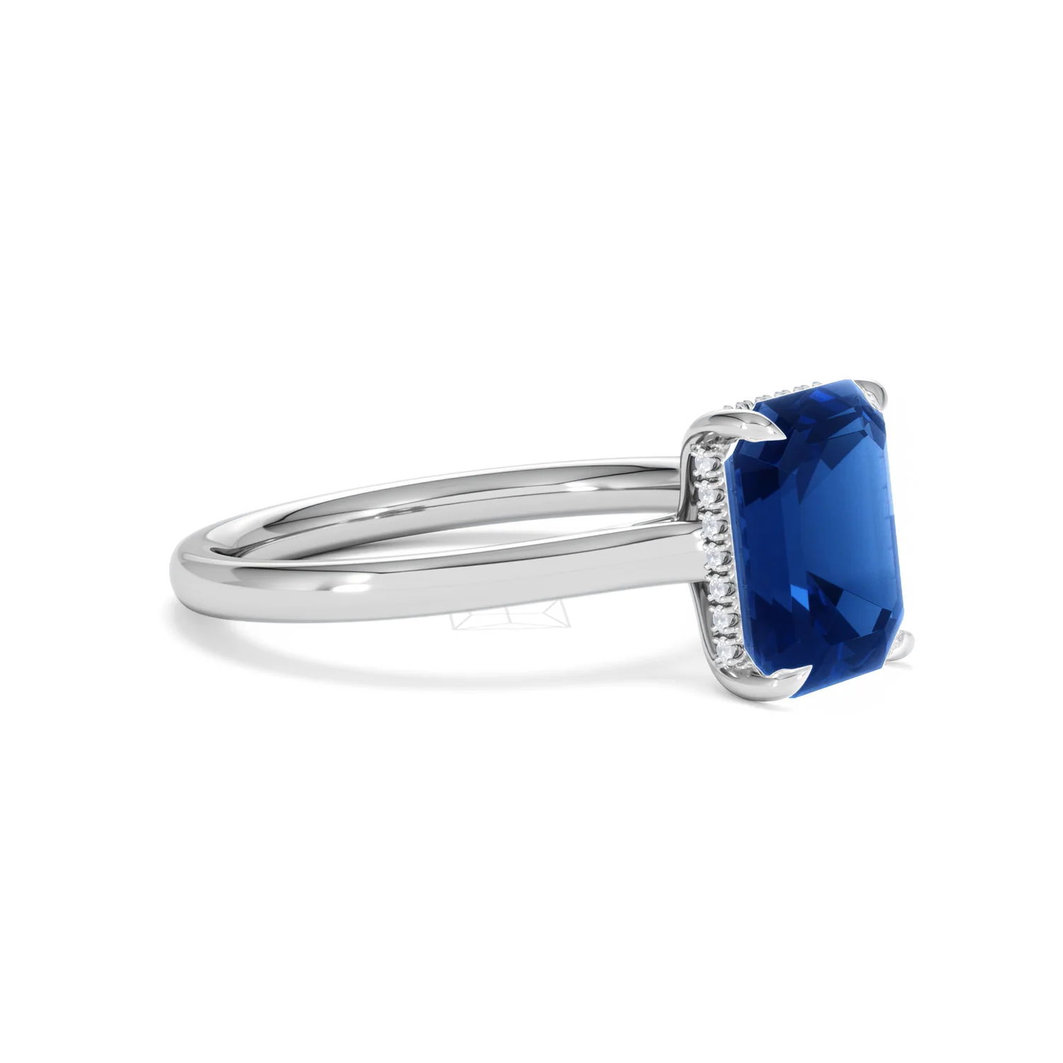 Amora Gem 2.50ct Emerald Cut Lab Sapphire Hidden Halo Engagement Ring in 18K White Gold - Image 20