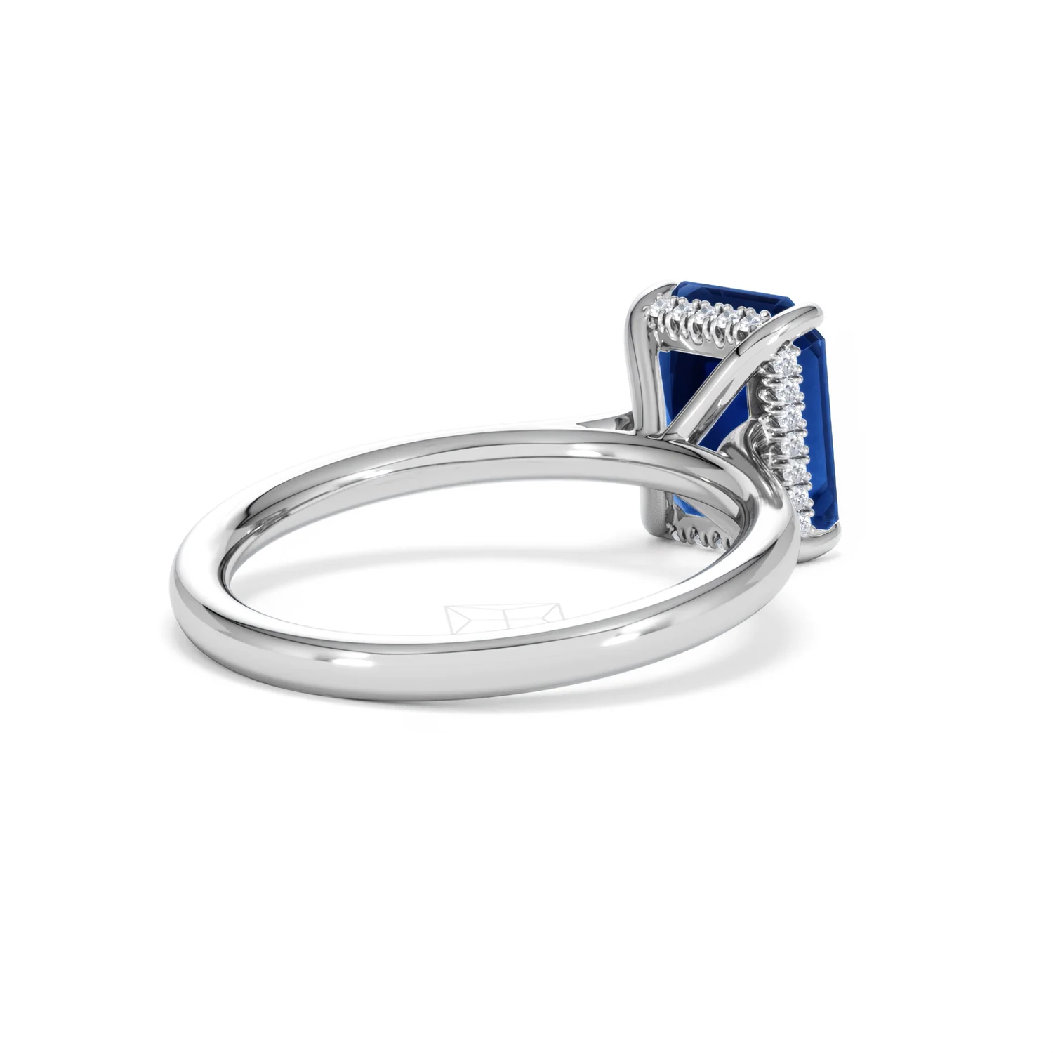 Amora Gem 2.50ct Emerald Cut Lab Sapphire Hidden Halo Engagement Ring in 18K White Gold - Image 40