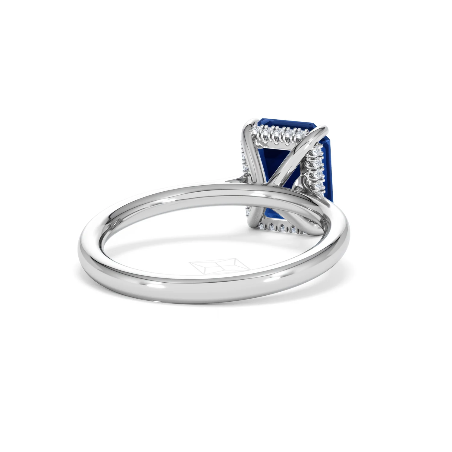 Amora Gem 2.50ct Emerald Cut Lab Sapphire Hidden Halo Engagement Ring in 18K White Gold - Image 43