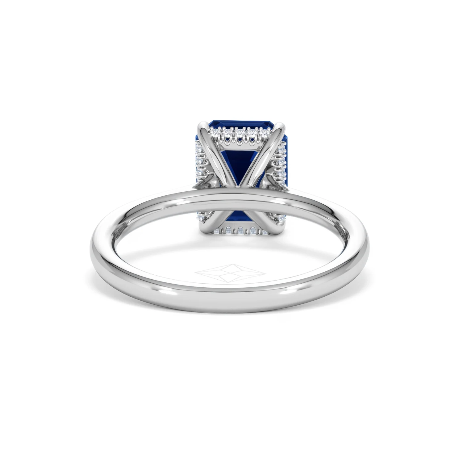 Amora Gem 2.50ct Emerald Cut Lab Sapphire Hidden Halo Engagement Ring in 18K White Gold - Image 48