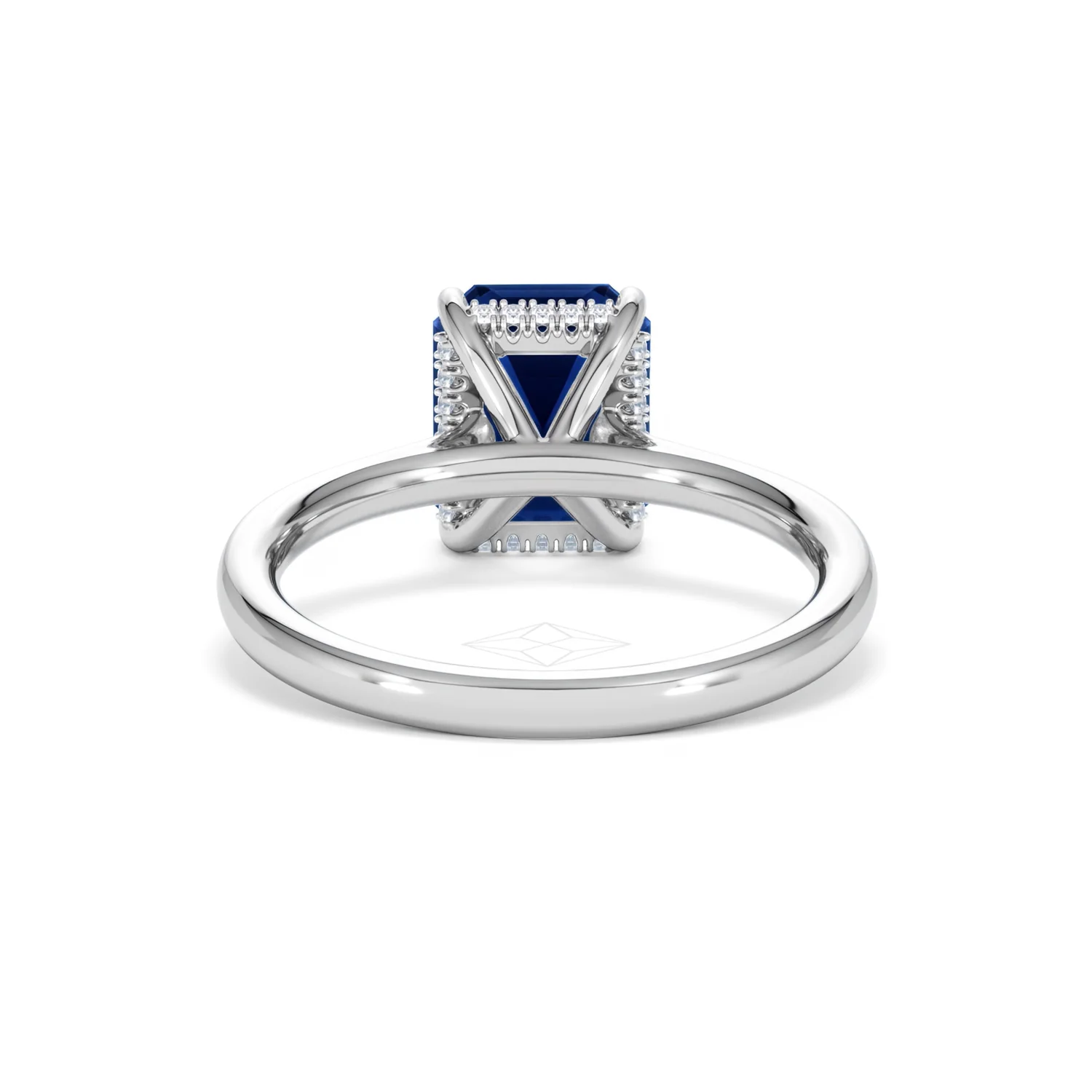 Amora Gem 2.50ct Emerald Cut Lab Sapphire Hidden Halo Engagement Ring in 18K White Gold - Image 49