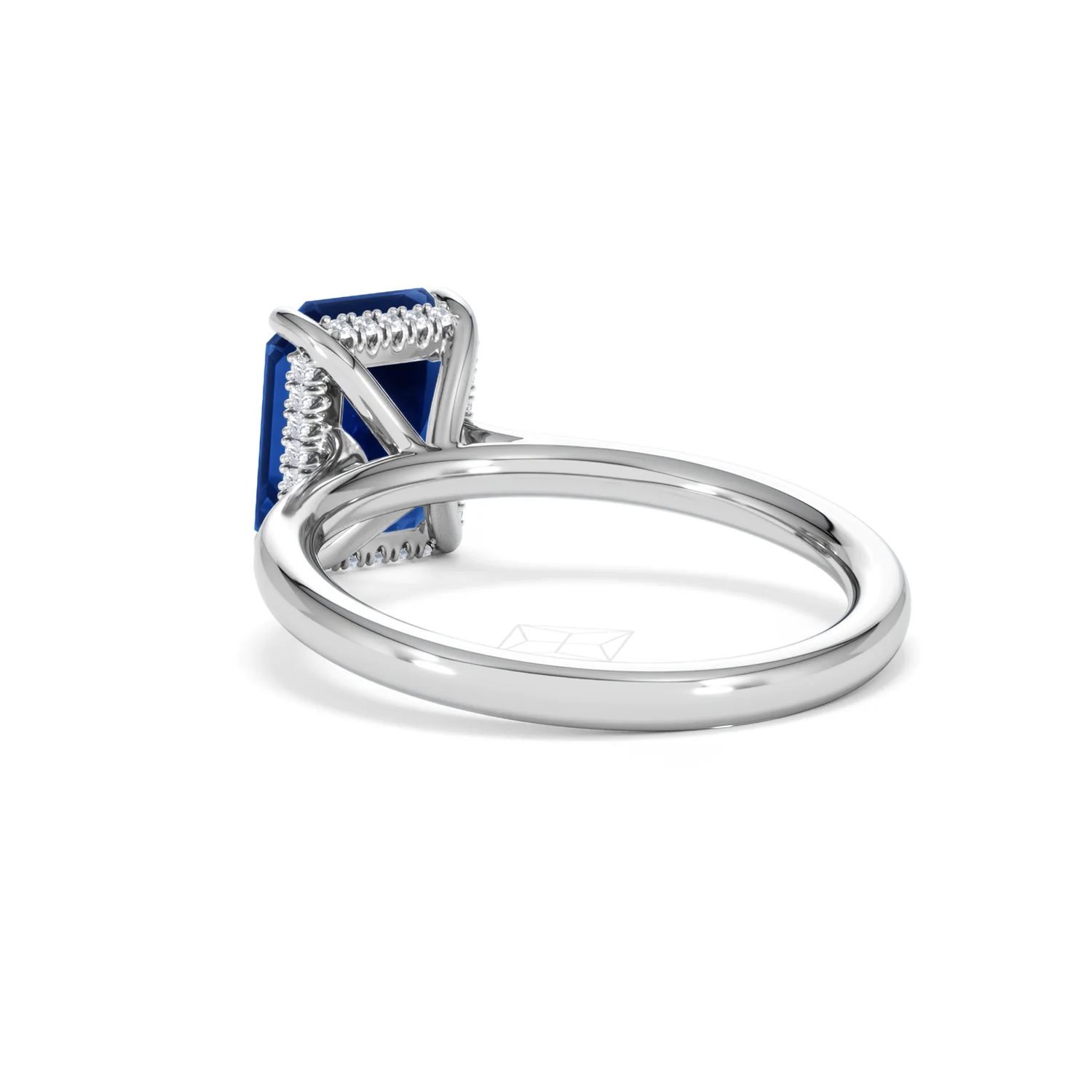 Amora Gem 2.50ct Emerald Cut Lab Sapphire Hidden Halo Engagement Ring in 18K White Gold - Image 56