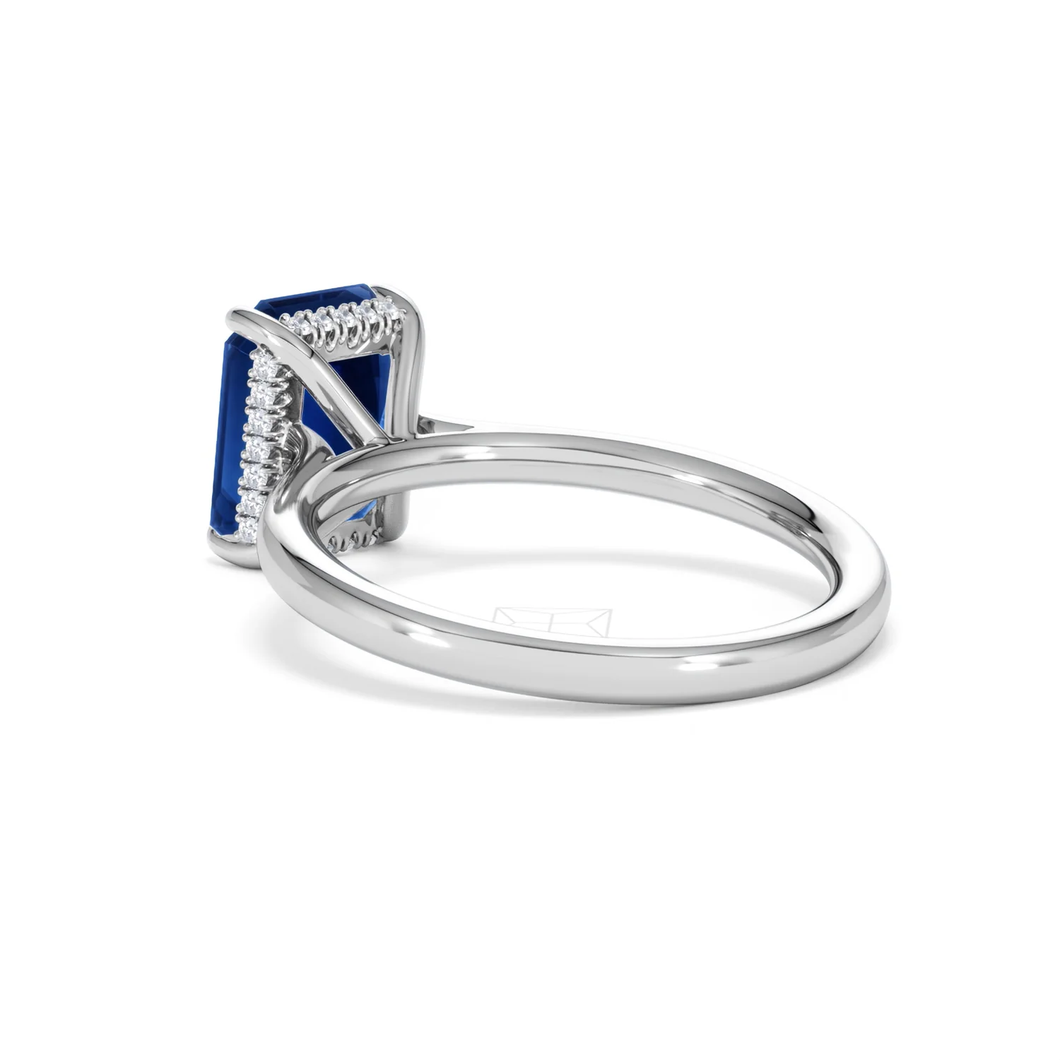 Amora Gem 2.50ct Emerald Cut Lab Sapphire Hidden Halo Engagement Ring in 18K White Gold - Image 58