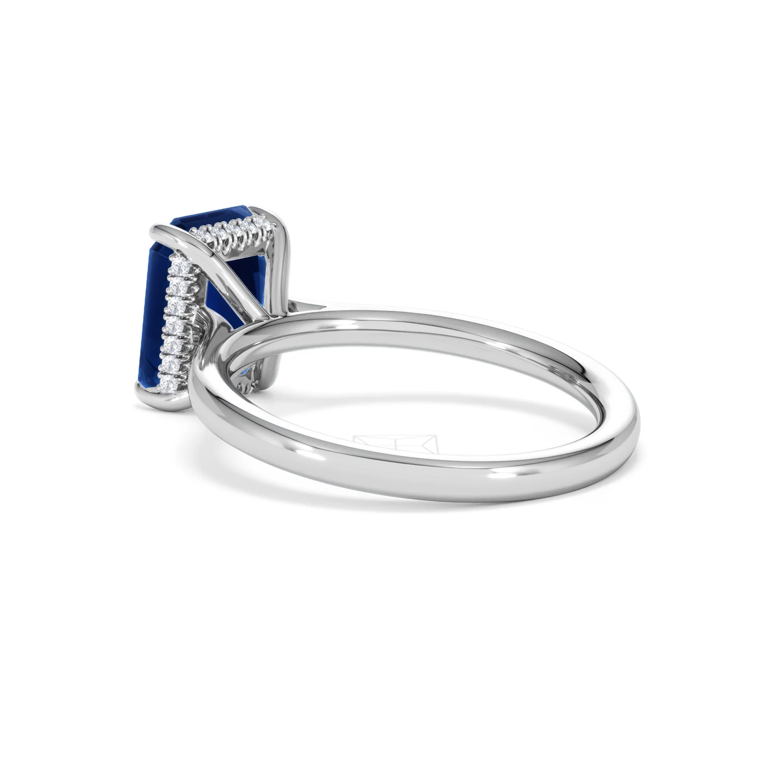 Amora Gem 2.50ct Emerald Cut Lab Sapphire Hidden Halo Engagement Ring in 18K White Gold - Image 59