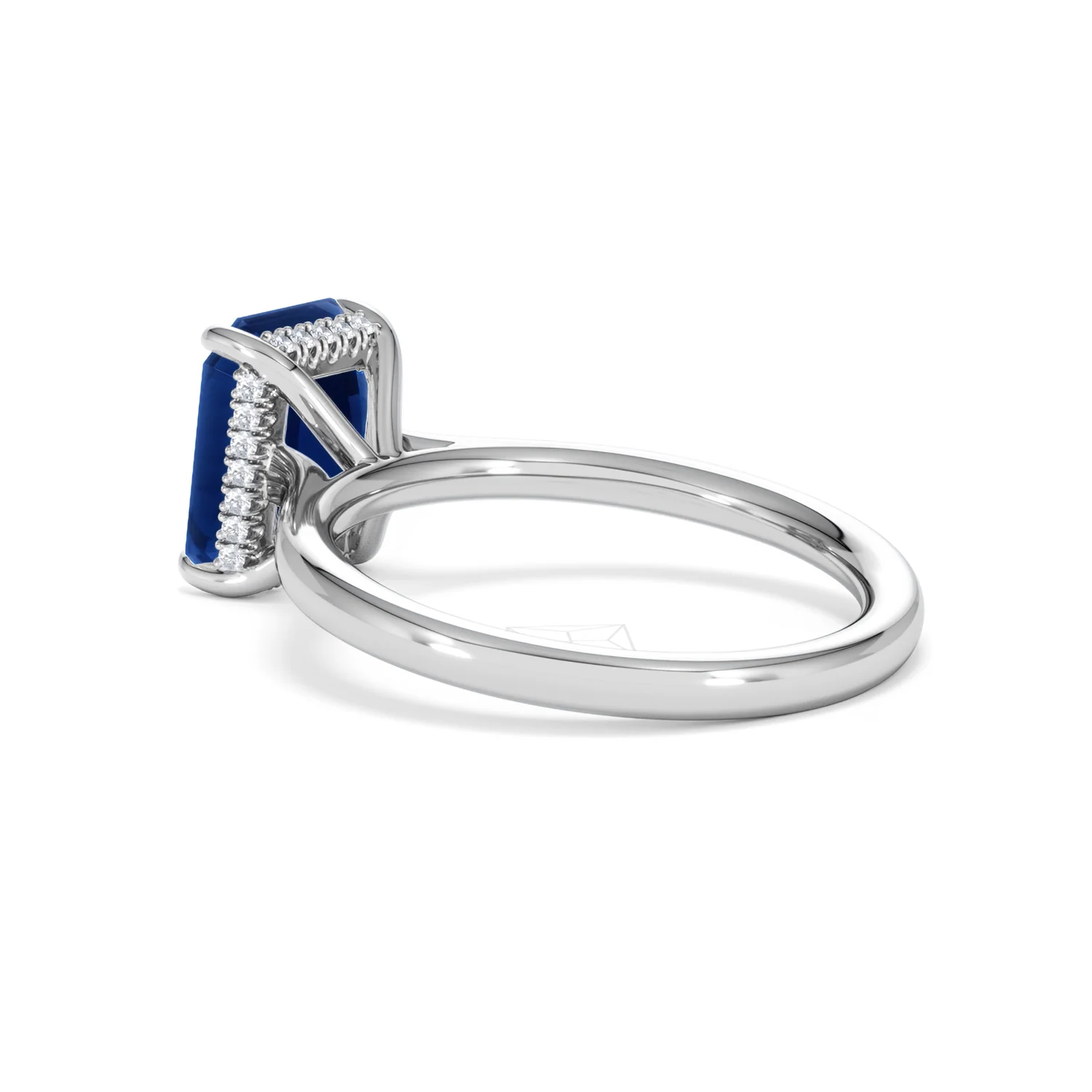 Amora Gem 2.50ct Emerald Cut Lab Sapphire Hidden Halo Engagement Ring in 18K White Gold - Image 60