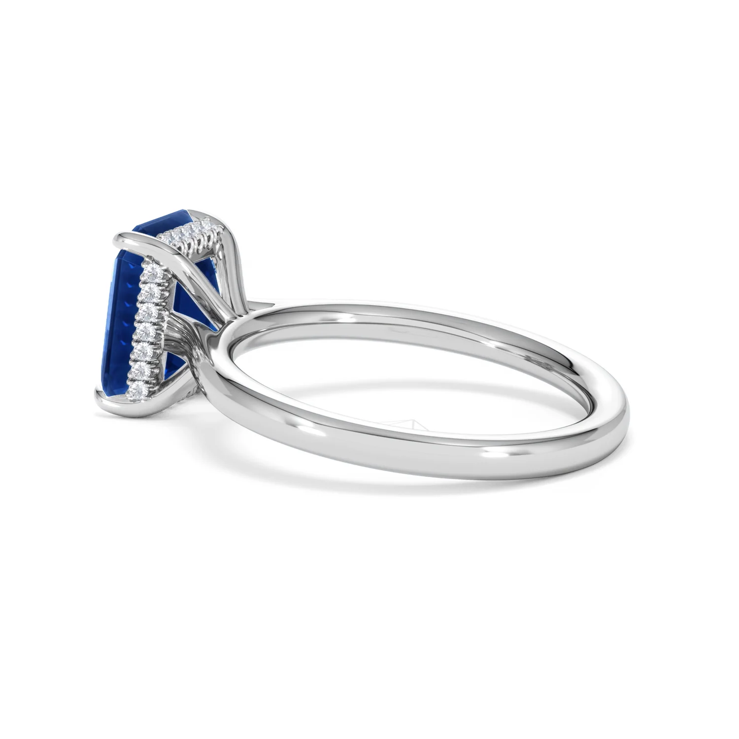 Amora Gem 2.50ct Emerald Cut Lab Sapphire Hidden Halo Engagement Ring in 18K White Gold - Image 63