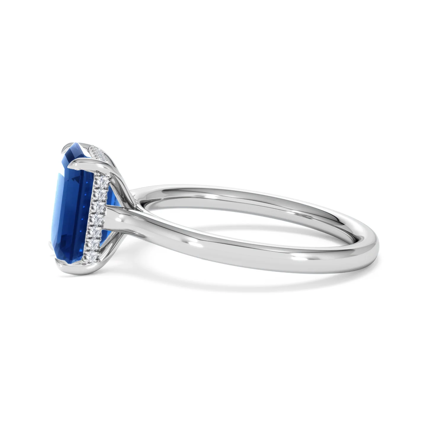 Amora Gem 2.50ct Emerald Cut Lab Sapphire Hidden Halo Engagement Ring in 18K White Gold - Image 71