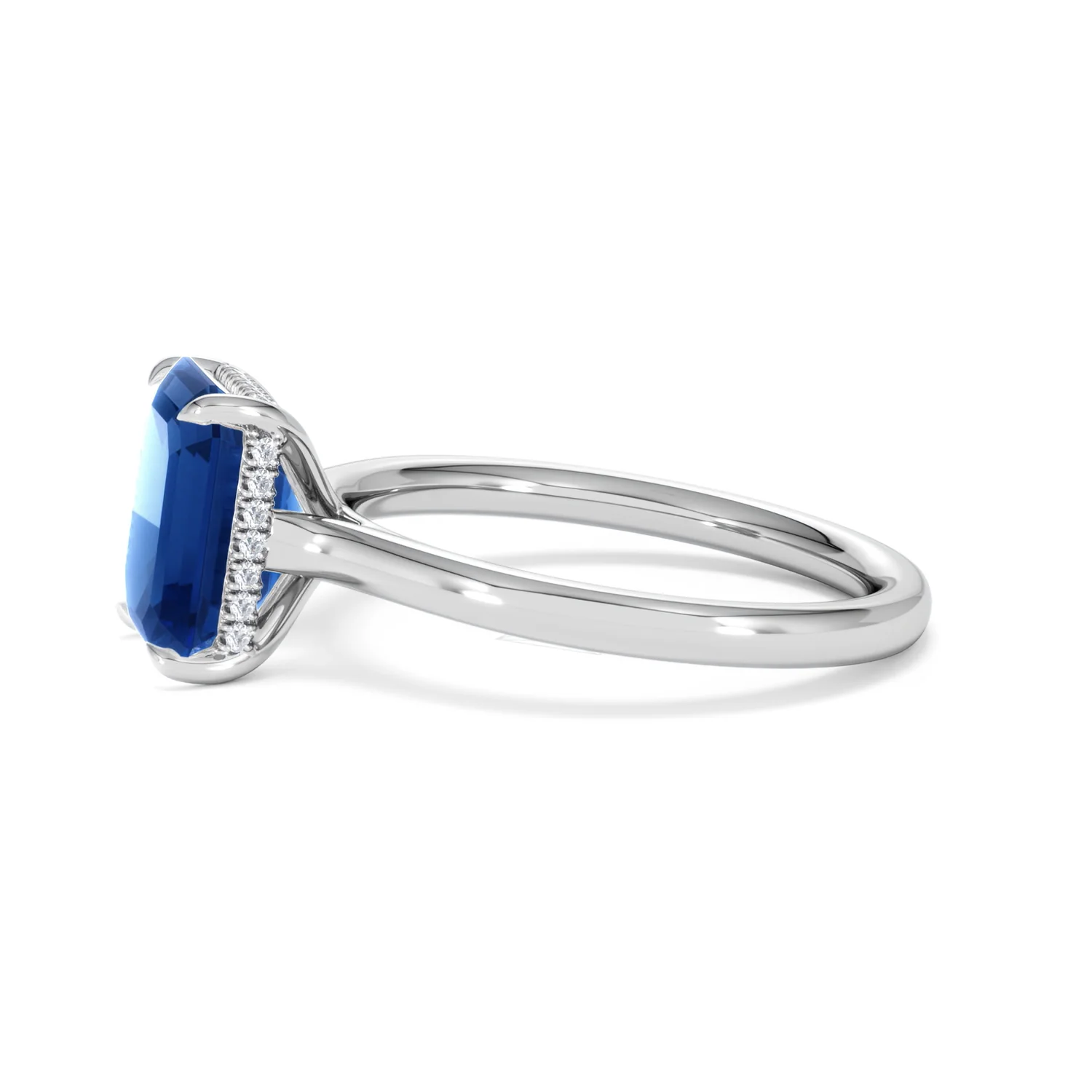 Amora Gem 2.50ct Emerald Cut Lab Sapphire Hidden Halo Engagement Ring in 18K White Gold - Image 72