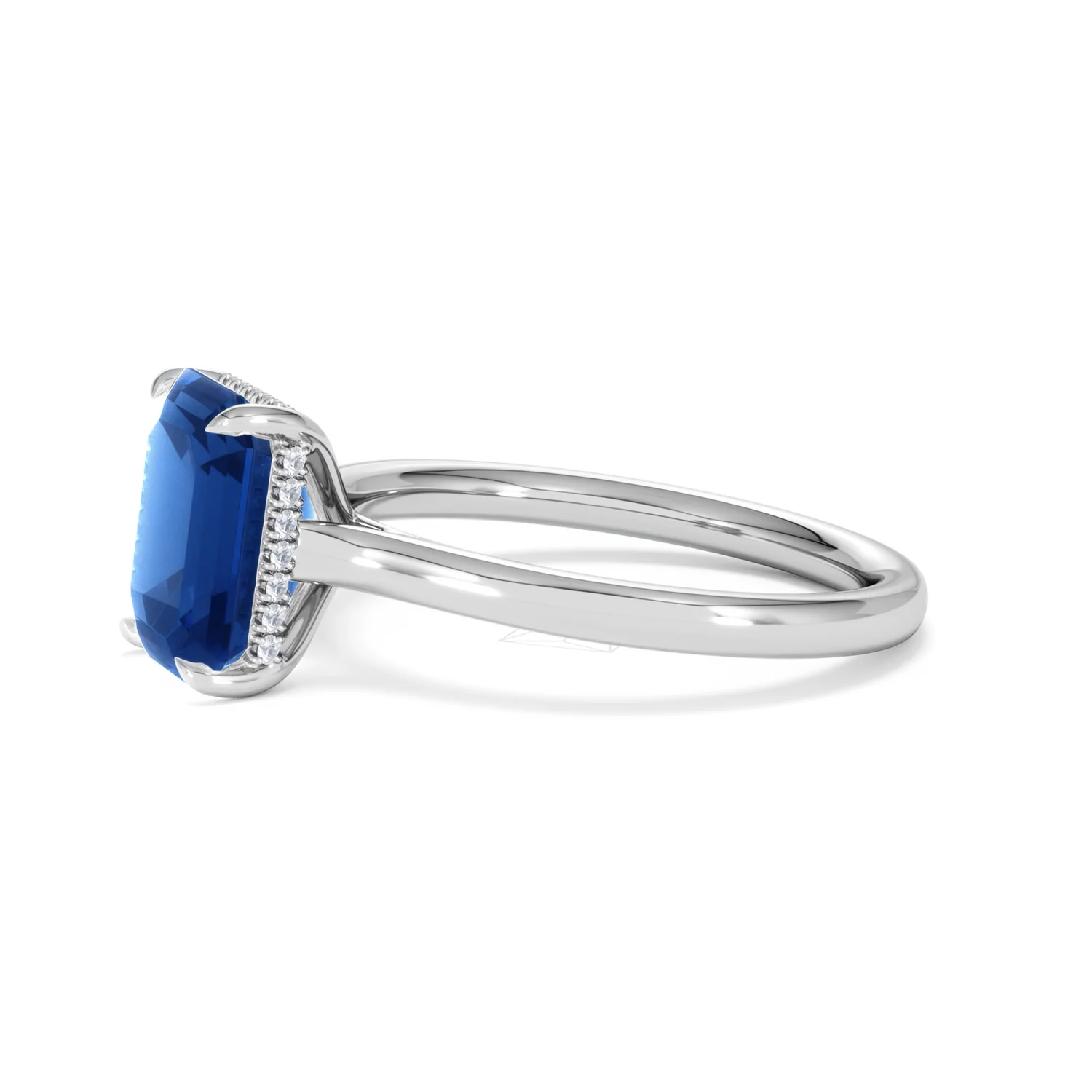 Amora Gem 2.50ct Emerald Cut Lab Sapphire Hidden Halo Engagement Ring in 18K White Gold - Image 74