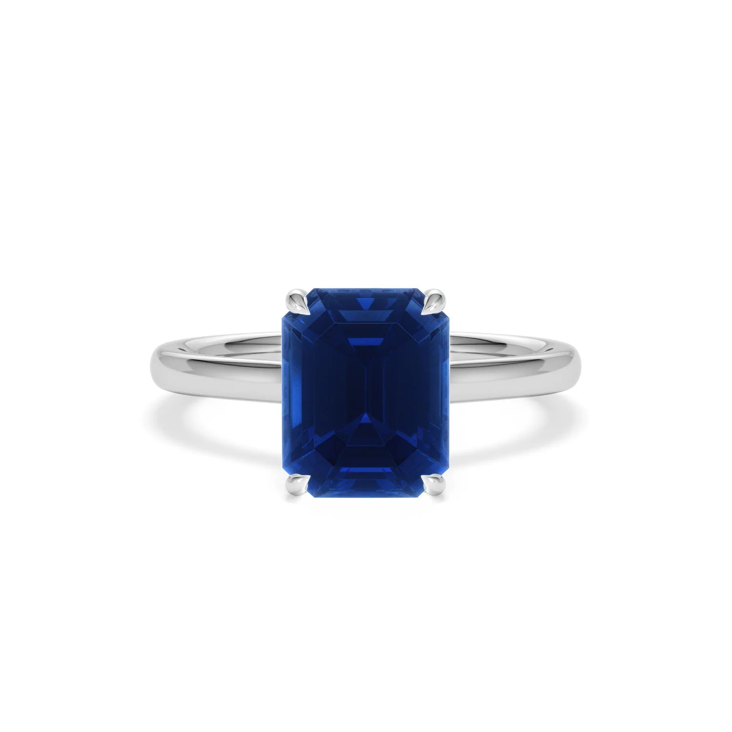 Amora Gem 2.50ct Emerald Cut Lab Sapphire Hidden Halo Engagement Ring in 18K White Gold - Image 9