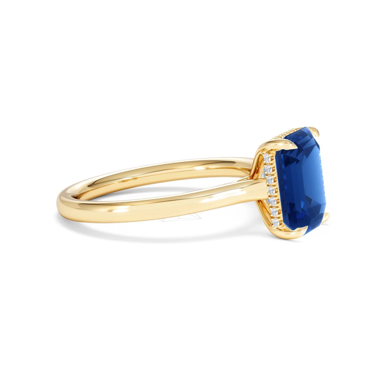 Amora Gem 2.50ct Emerald Cut Lab Sapphire Hidden Halo Engagement Ring in 18K Yellow Gold - Image 23