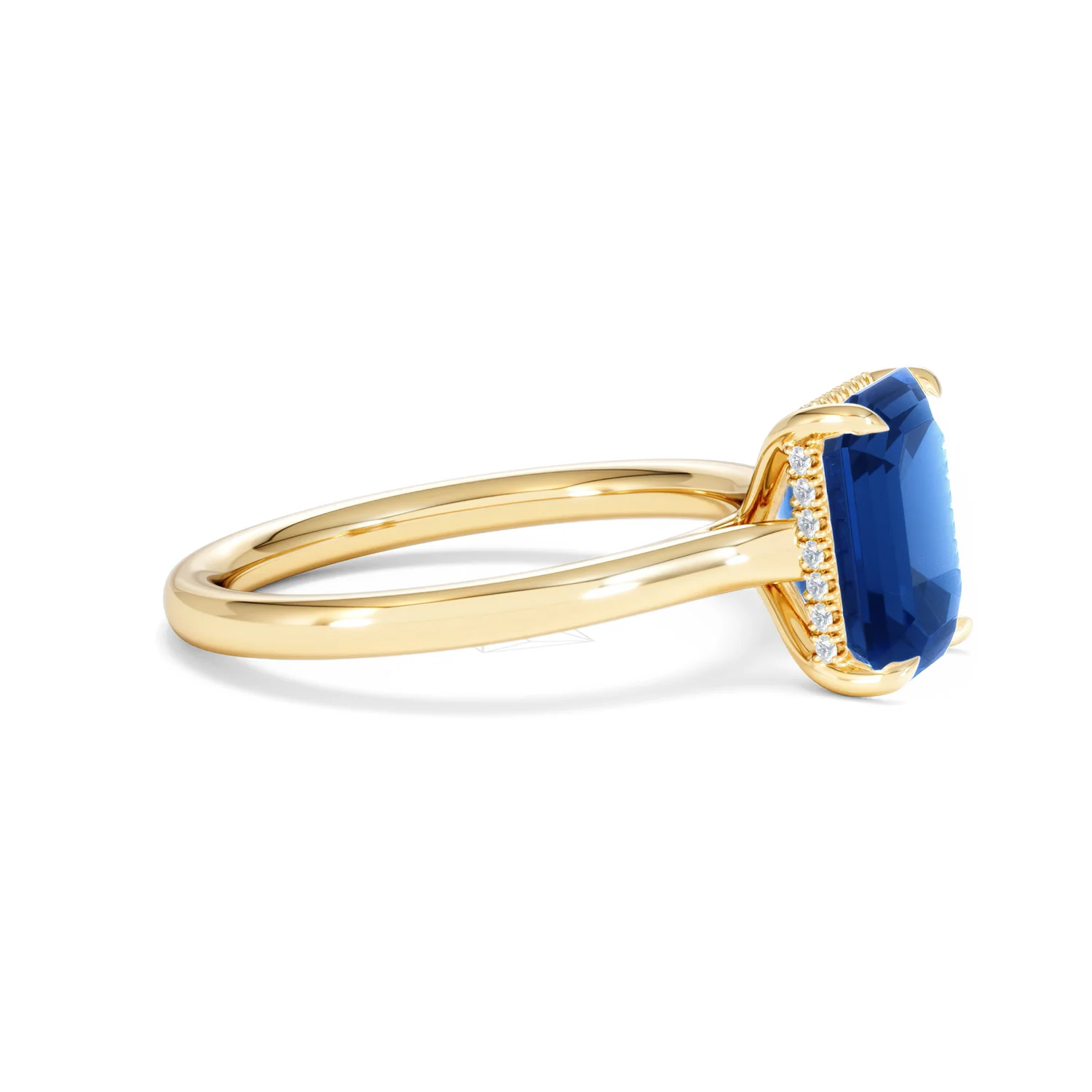 Amora Gem 2.50ct Emerald Cut Lab Sapphire Hidden Halo Engagement Ring in 18K Yellow Gold - Image 24
