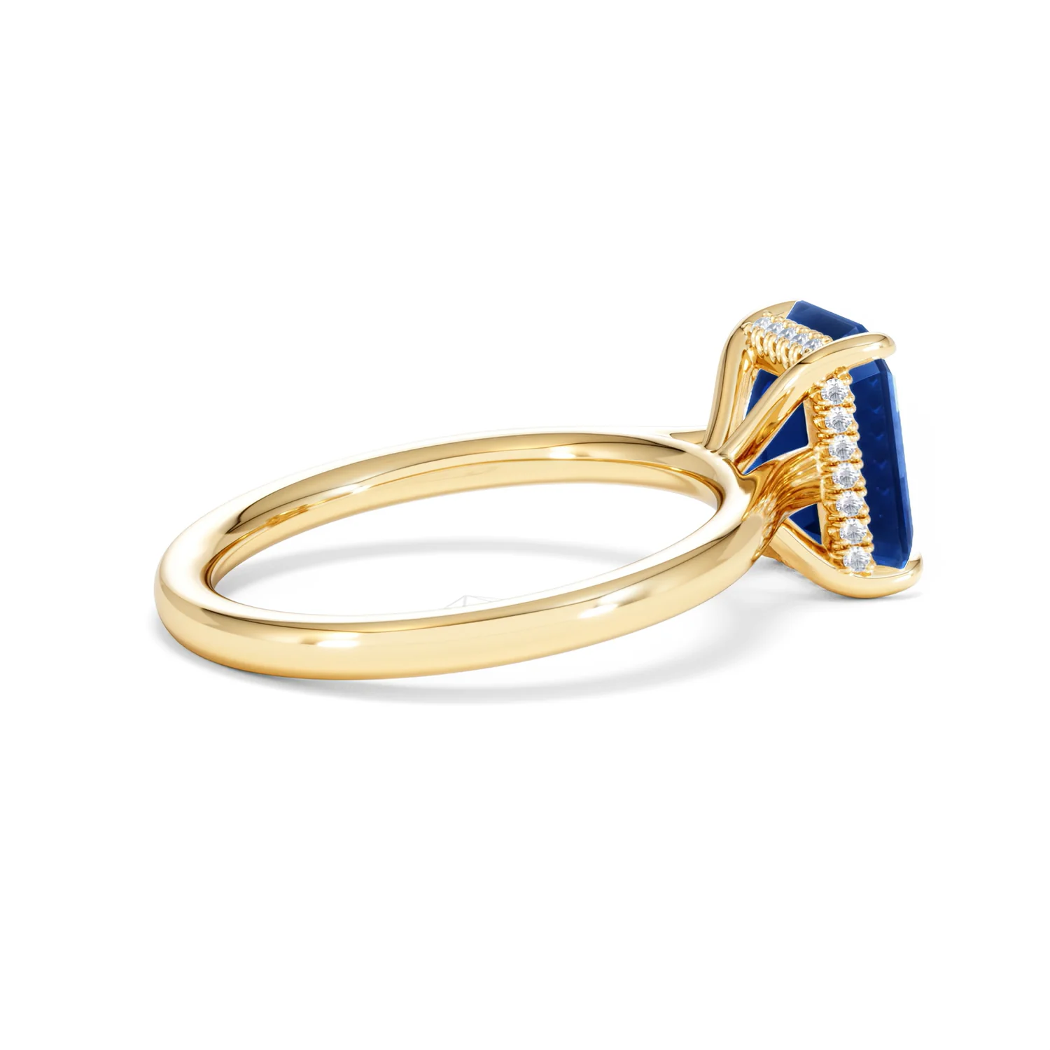 Amora Gem 2.50ct Emerald Cut Lab Sapphire Hidden Halo Engagement Ring in 18K Yellow Gold - Image 34
