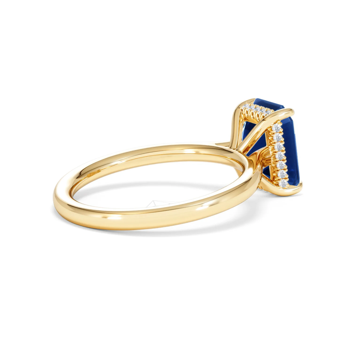 Amora Gem 2.50ct Emerald Cut Lab Sapphire Hidden Halo Engagement Ring in 18K Yellow Gold - Image 36