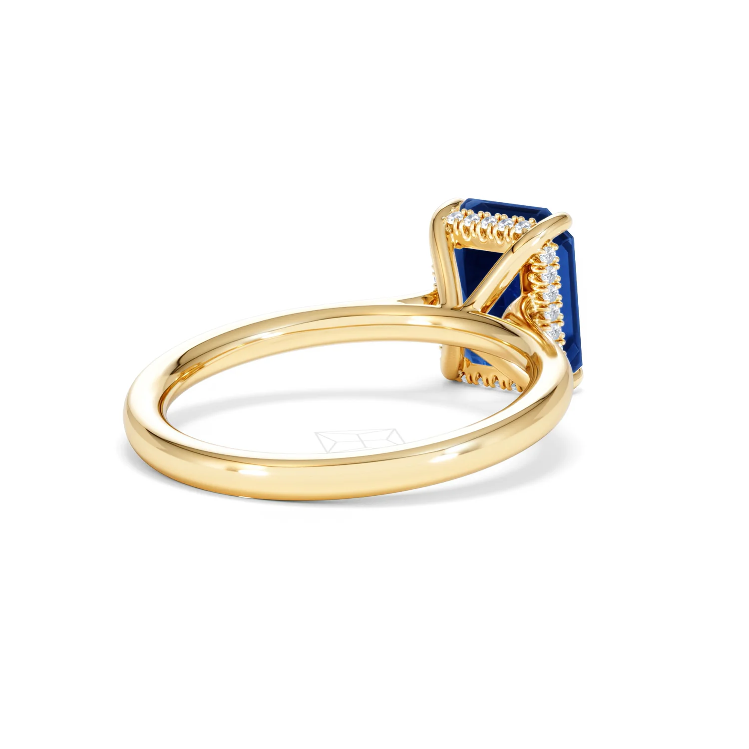Amora Gem 2.50ct Emerald Cut Lab Sapphire Hidden Halo Engagement Ring in 18K Yellow Gold - Image 41
