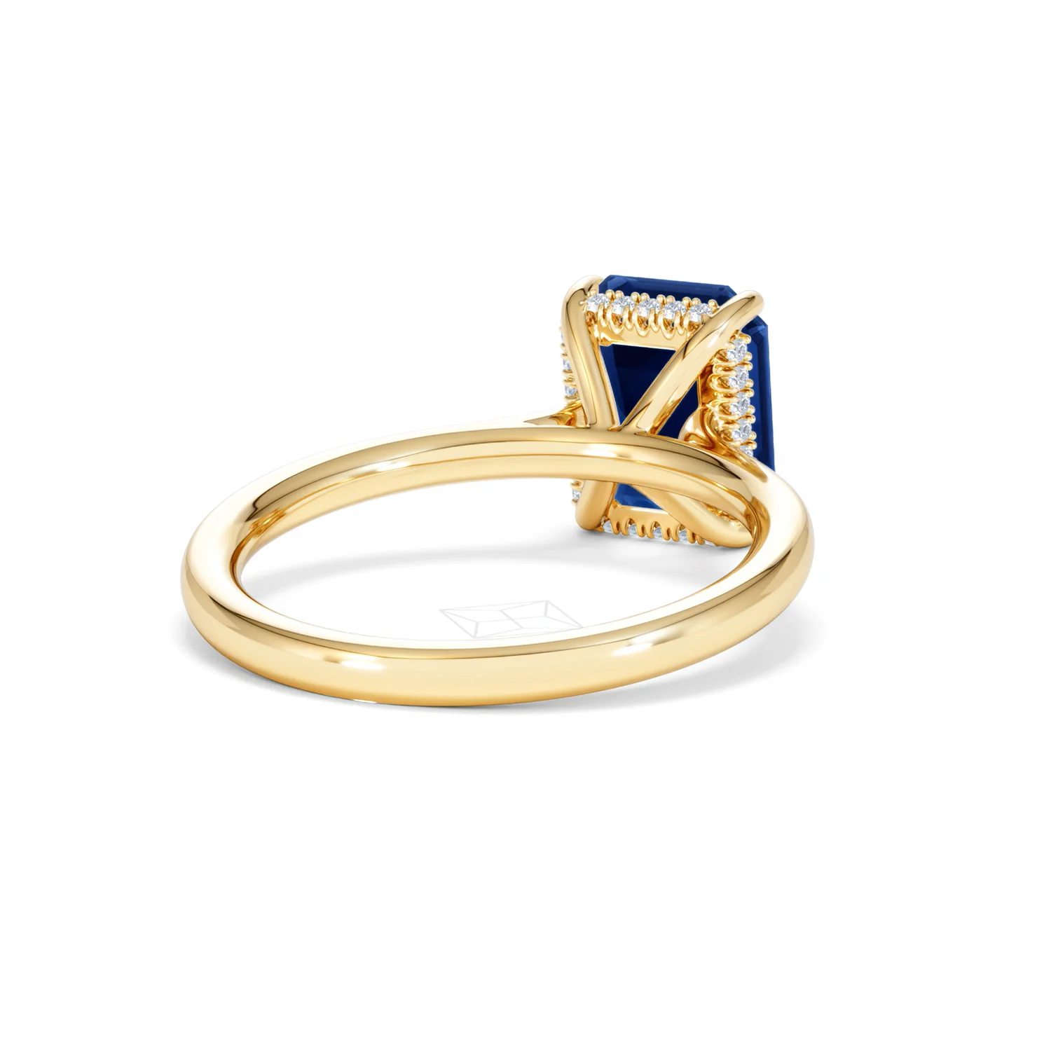 Amora Gem 2.50ct Emerald Cut Lab Sapphire Hidden Halo Engagement Ring in 18K Yellow Gold - Image 43