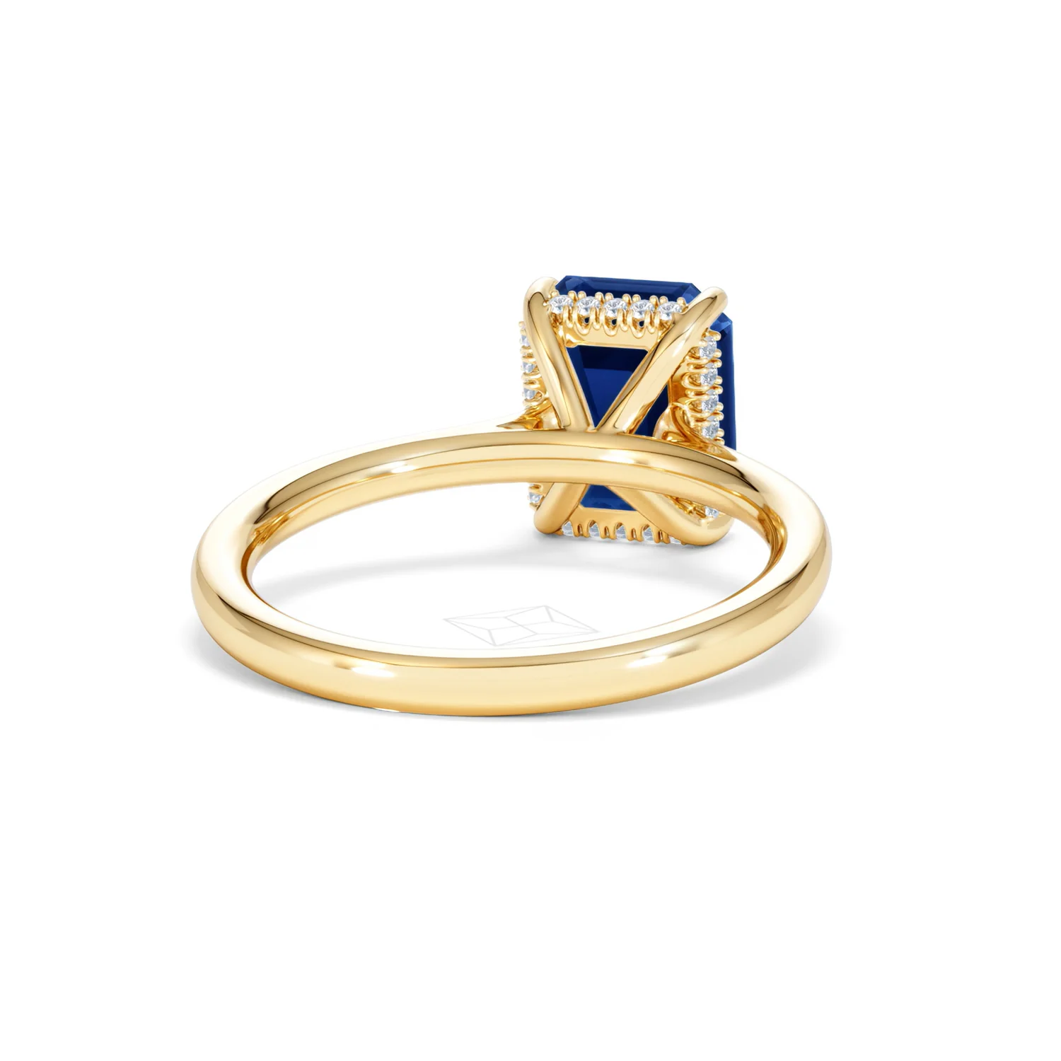 Amora Gem 2.50ct Emerald Cut Lab Sapphire Hidden Halo Engagement Ring in 18K Yellow Gold - Image 45