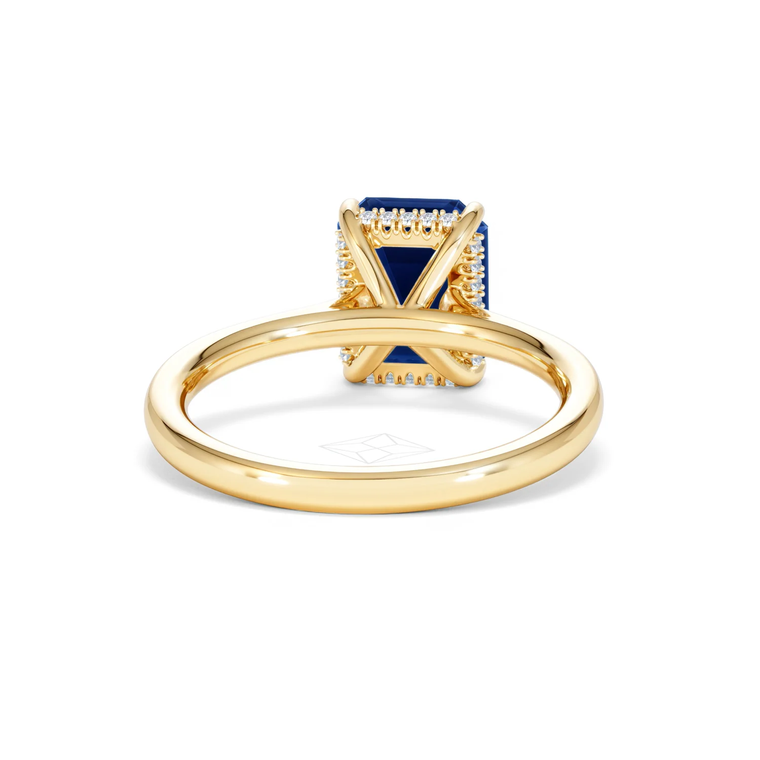 Amora Gem 2.50ct Emerald Cut Lab Sapphire Hidden Halo Engagement Ring in 18K Yellow Gold - Image 47