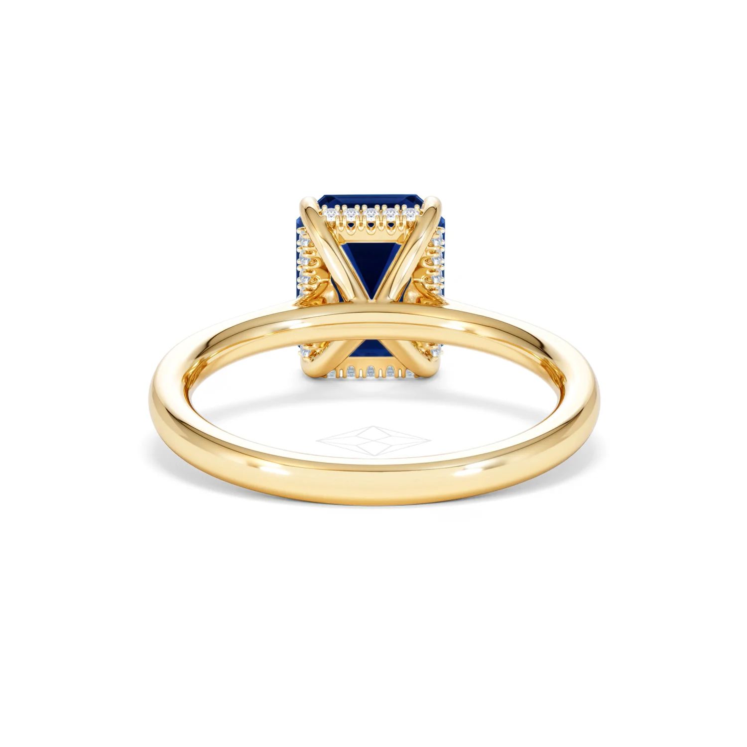 Amora Gem 2.50ct Emerald Cut Lab Sapphire Hidden Halo Engagement Ring in 18K Yellow Gold - Image 49