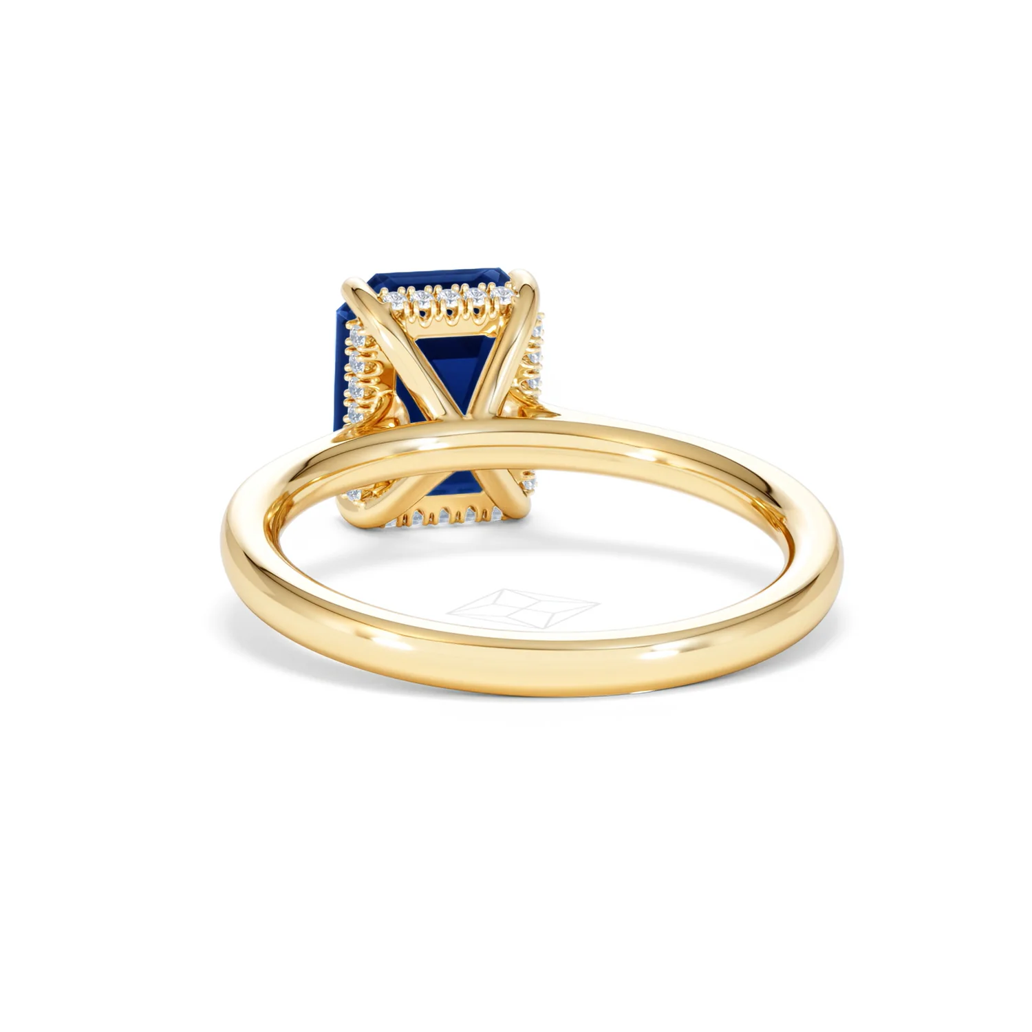 Amora Gem 2.50ct Emerald Cut Lab Sapphire Hidden Halo Engagement Ring in 18K Yellow Gold - Image 52