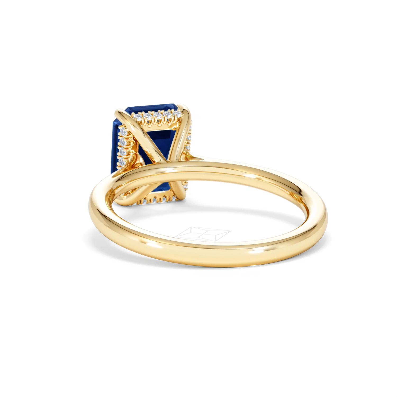 Amora Gem 2.50ct Emerald Cut Lab Sapphire Hidden Halo Engagement Ring in 18K Yellow Gold - Image 54