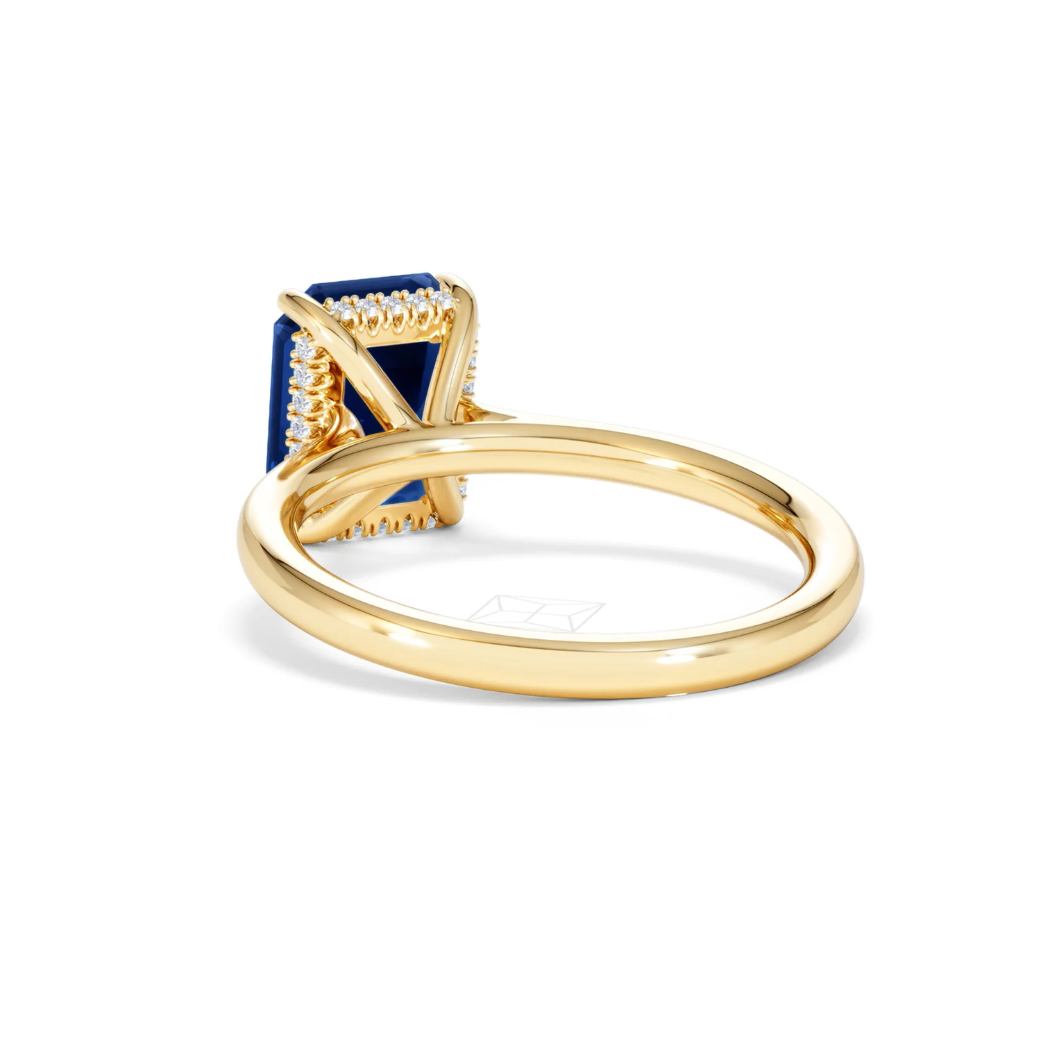 Amora Gem 2.50ct Emerald Cut Lab Sapphire Hidden Halo Engagement Ring in 18K Yellow Gold - Image 55