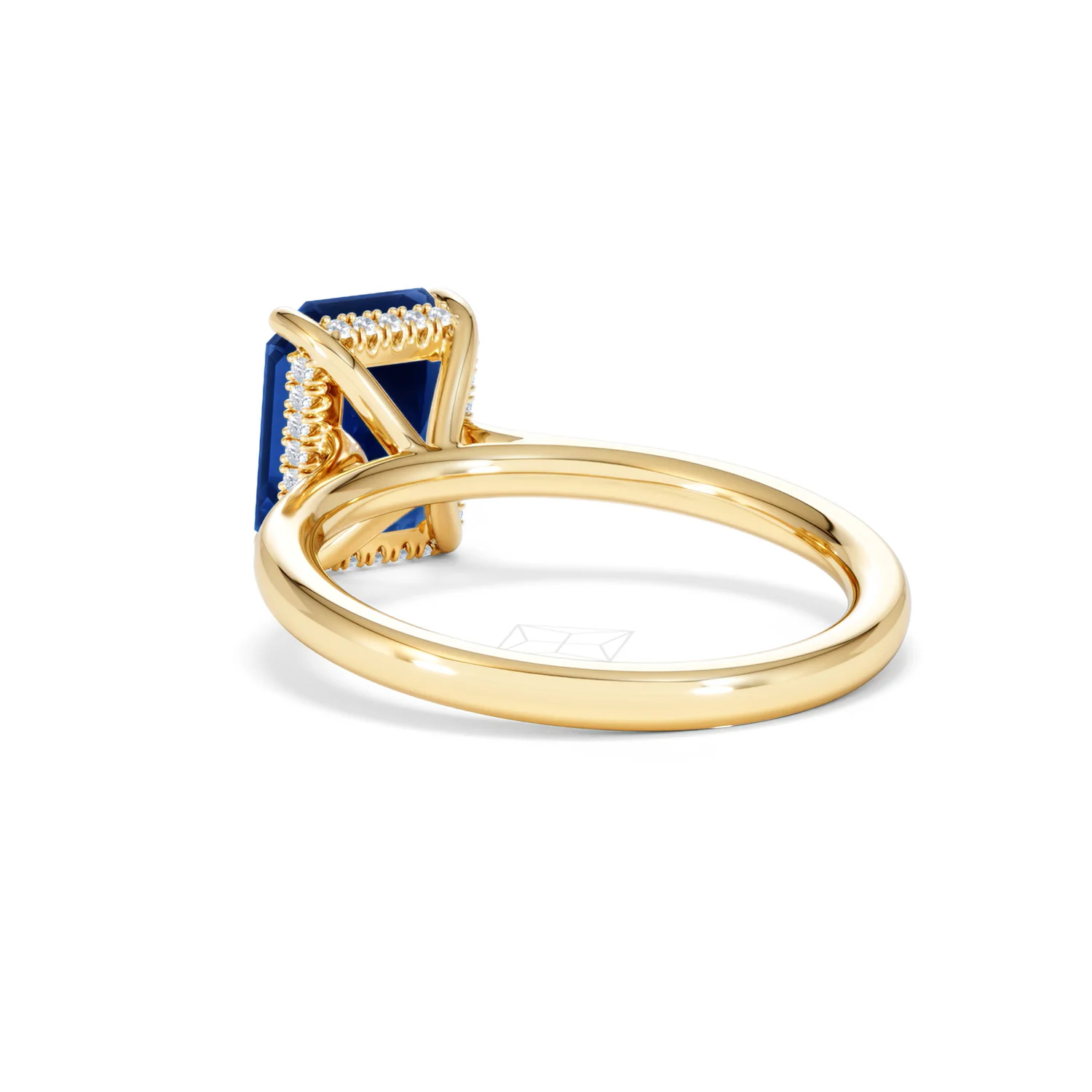 Amora Gem 2.50ct Emerald Cut Lab Sapphire Hidden Halo Engagement Ring in 18K Yellow Gold - Image 56