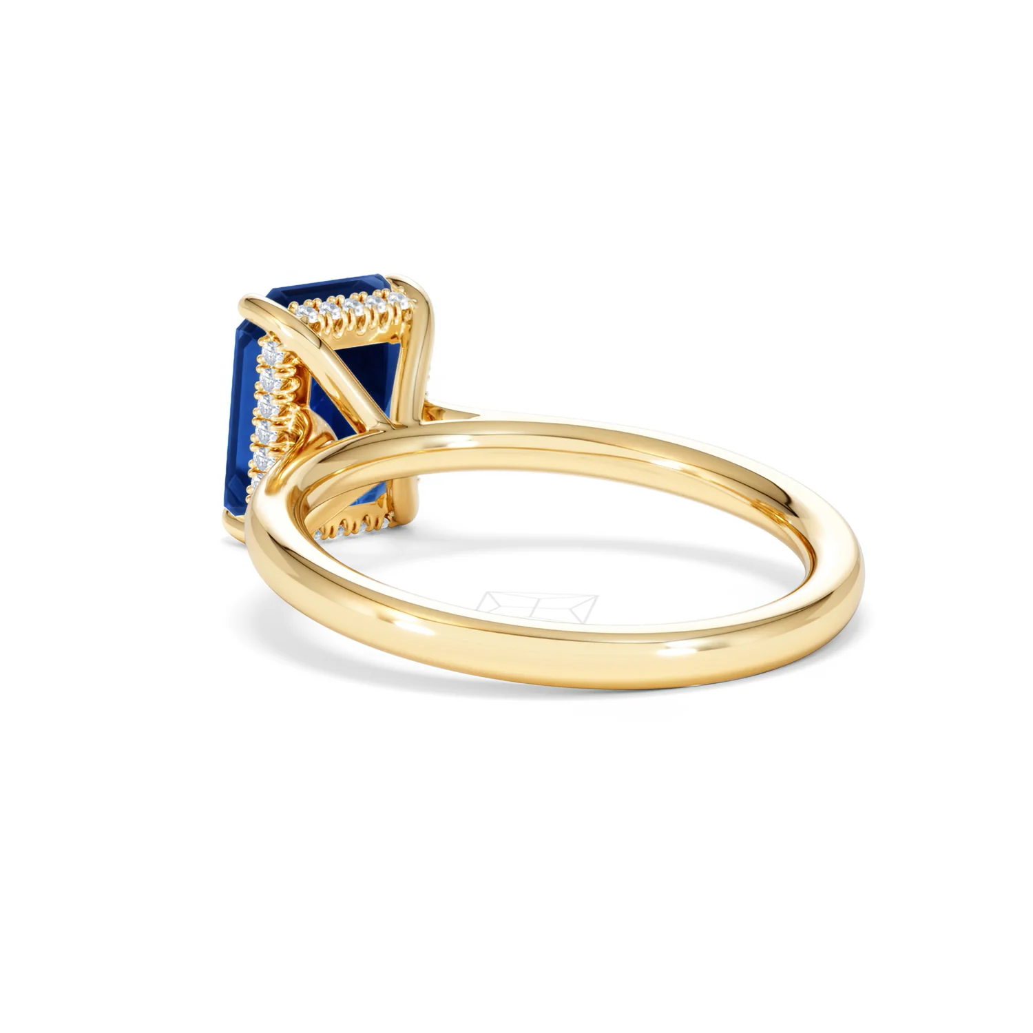 Amora Gem 2.50ct Emerald Cut Lab Sapphire Hidden Halo Engagement Ring in 18K Yellow Gold - Image 57