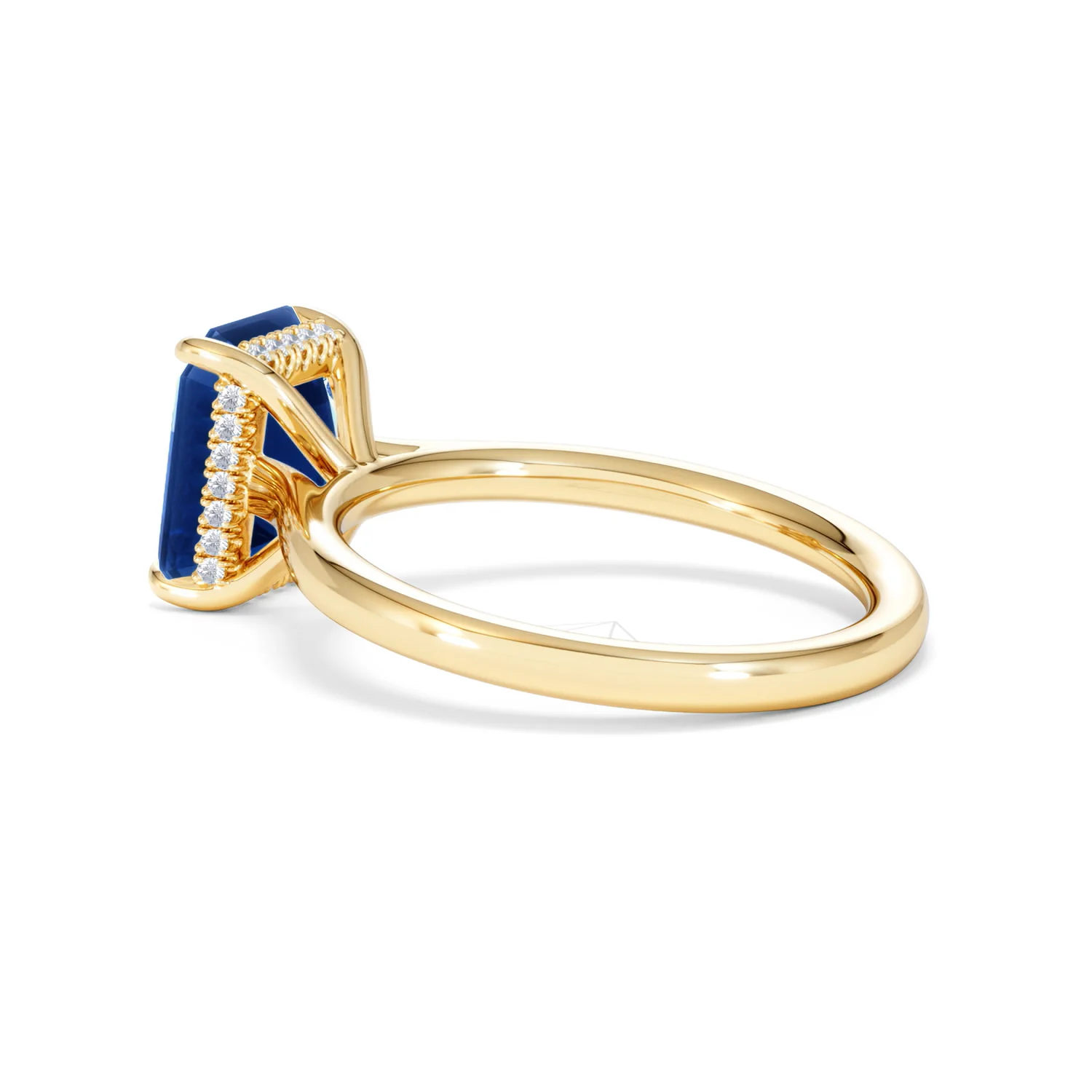 Amora Gem 2.50ct Emerald Cut Lab Sapphire Hidden Halo Engagement Ring in 18K Yellow Gold - Image 62