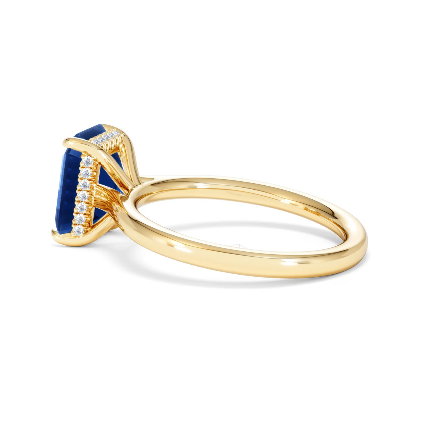 Amora Gem 2.50ct Emerald Cut Lab Sapphire Hidden Halo Engagement Ring in 18K Yellow Gold - Image 64