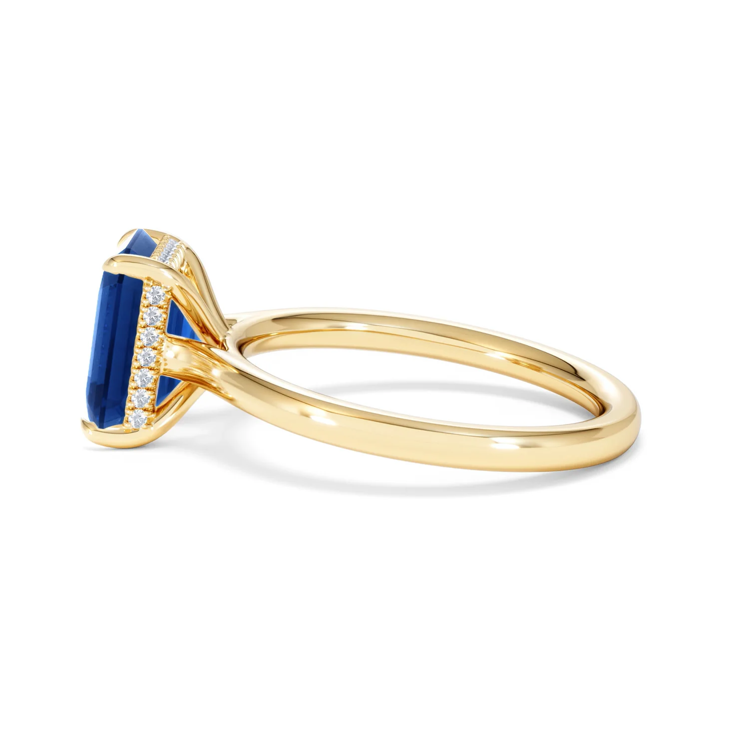 Amora Gem 2.50ct Emerald Cut Lab Sapphire Hidden Halo Engagement Ring in 18K Yellow Gold - Image 68