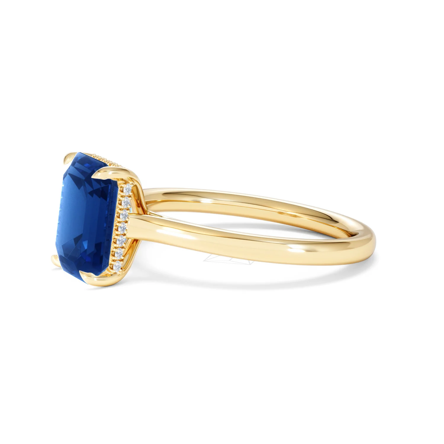 Amora Gem 2.50ct Emerald Cut Lab Sapphire Hidden Halo Engagement Ring in 18K Yellow Gold - Image 75