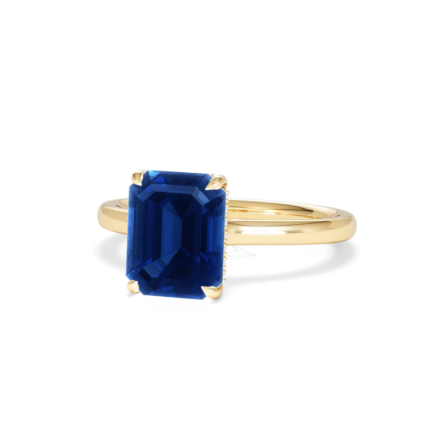 Amora Gem 2.50ct Emerald Cut Lab Sapphire Hidden Halo Engagement Ring in 18K Yellow Gold - Image 85