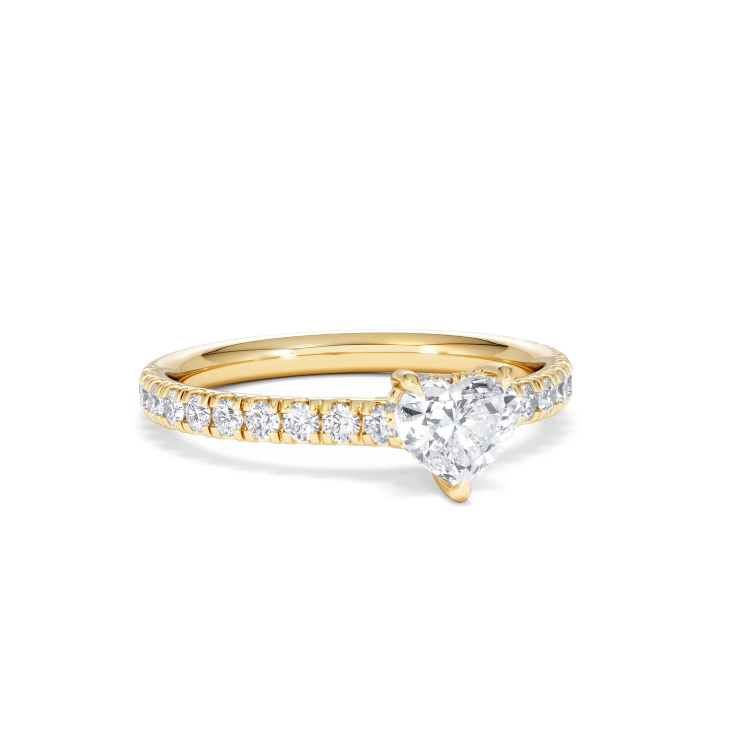 Amora Heart 0.97ct Hidden Halo Diamond Engagement Ring With Side Stones Set in 18K Gold - Image 12