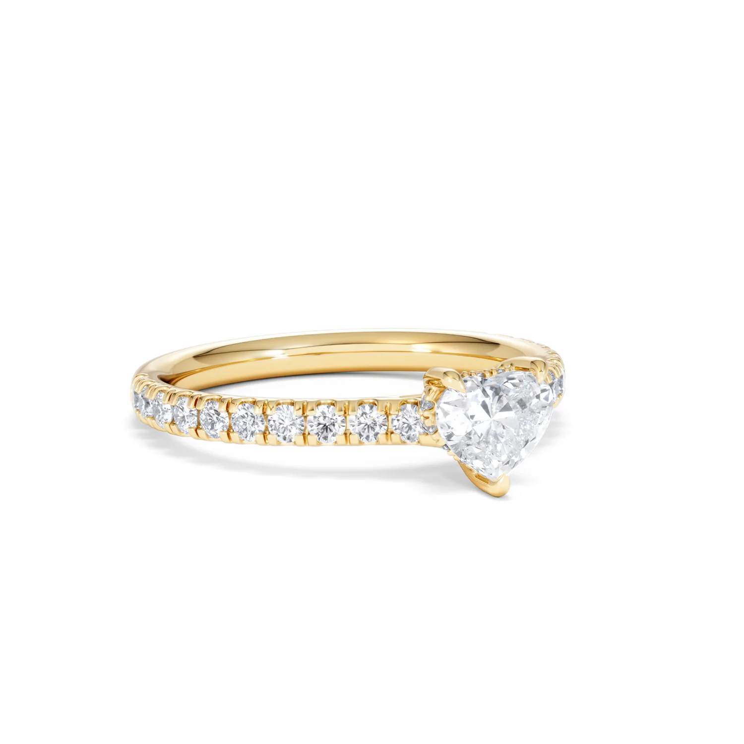 Amora Heart 0.97ct Hidden Halo Diamond Engagement Ring With Side Stones Set in 18K Gold - Image 14