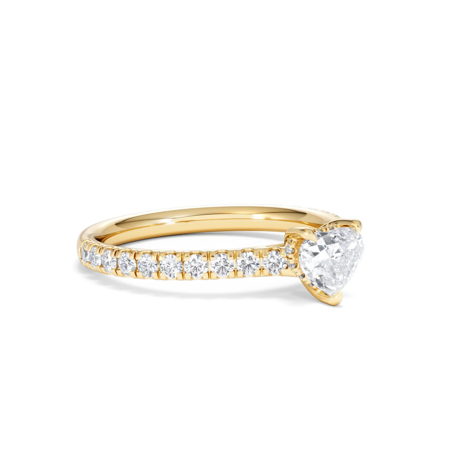 Amora Heart 0.97ct Hidden Halo Diamond Engagement Ring With Side Stones Set in 18K Gold - Image 16