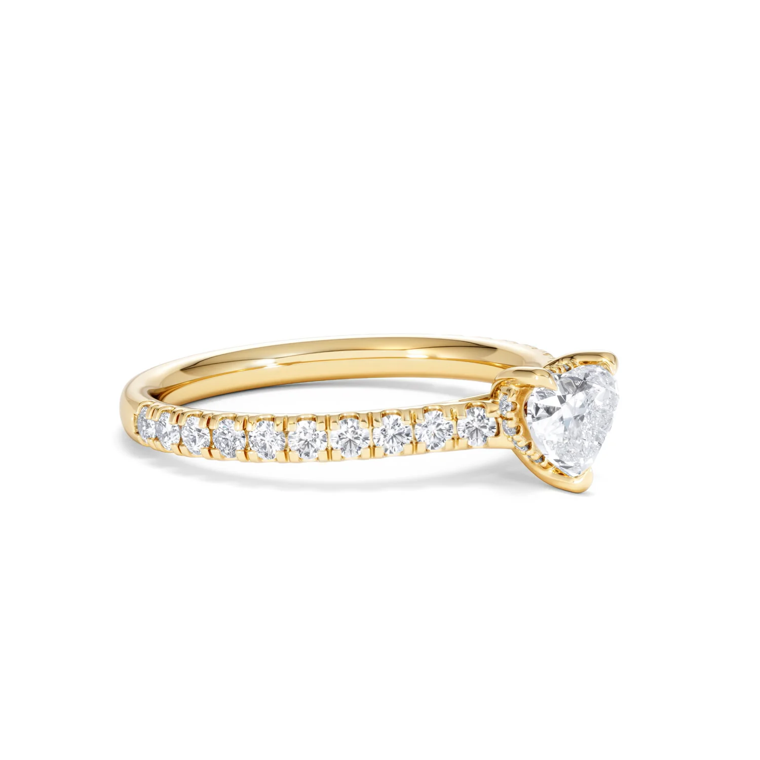 Amora Heart 0.97ct Hidden Halo Diamond Engagement Ring With Side Stones Set in 18K Gold - Image 18