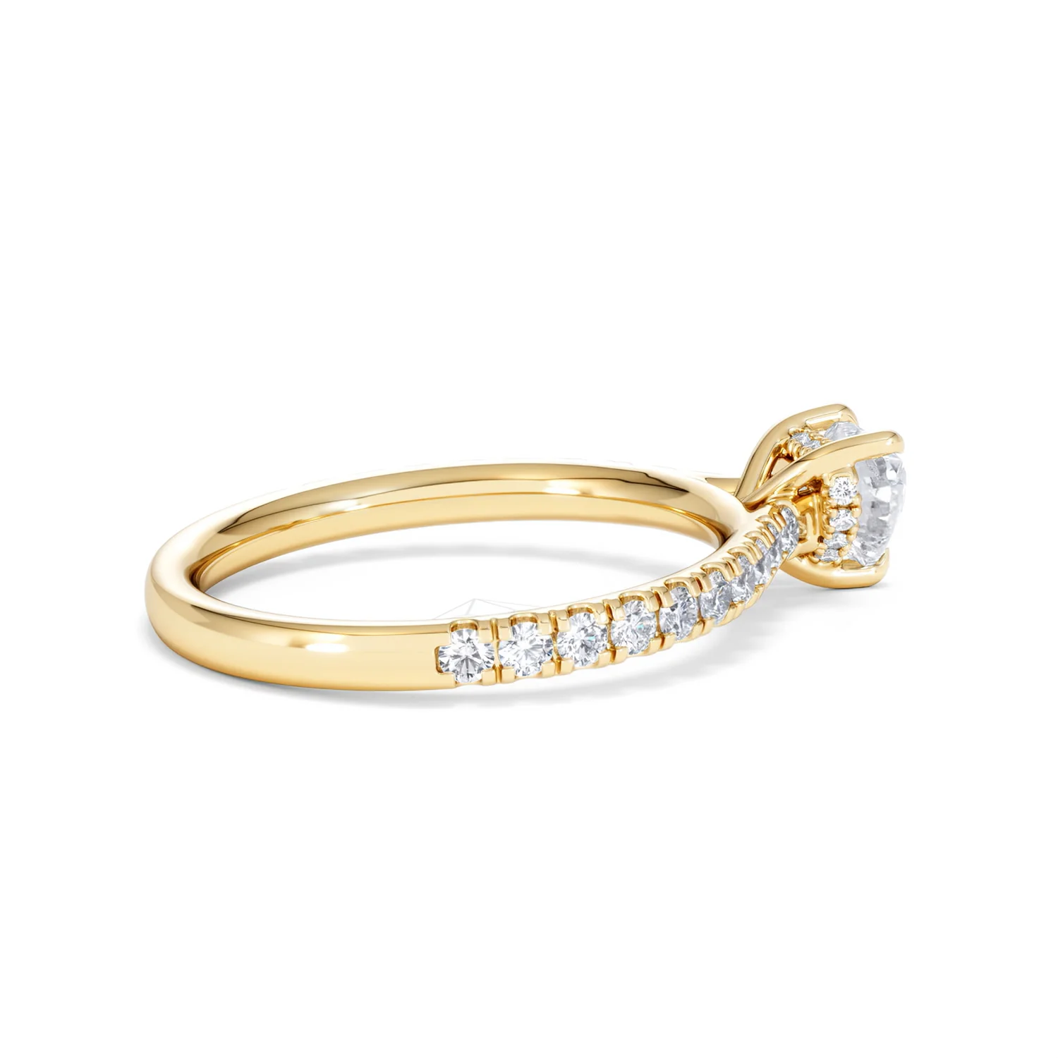 Amora Heart 0.97ct Hidden Halo Diamond Engagement Ring With Side Stones Set in 18K Gold - Image 32