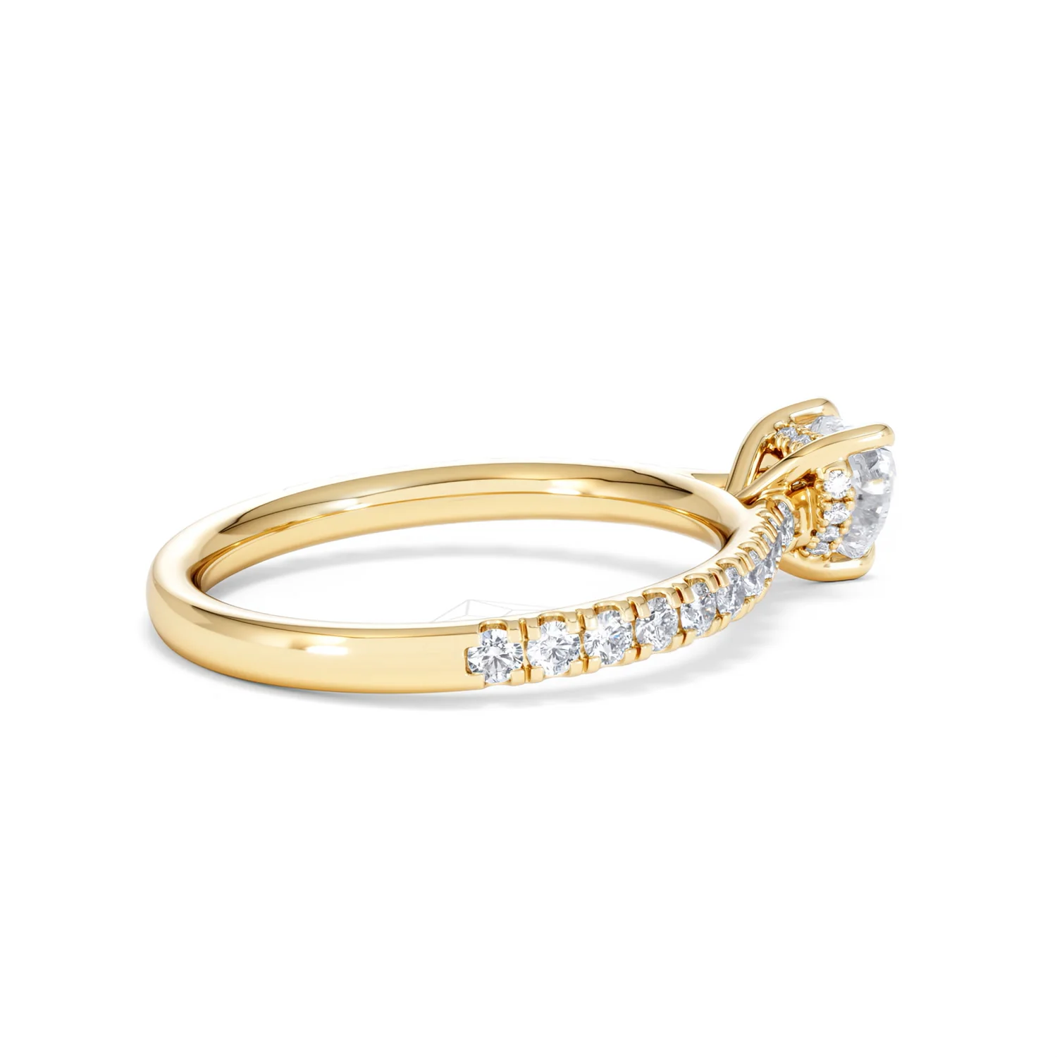 Amora Heart 0.97ct Hidden Halo Diamond Engagement Ring With Side Stones Set in 18K Gold - Image 33